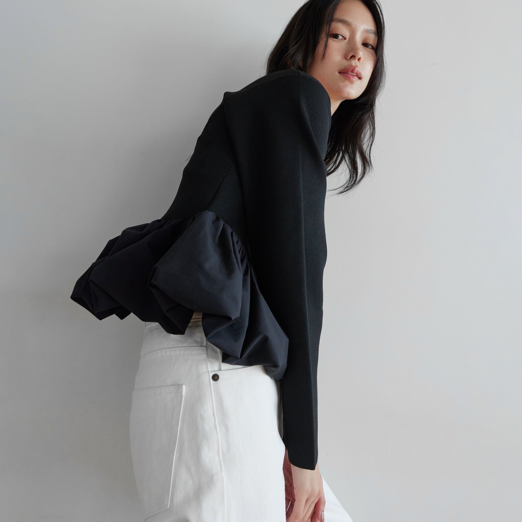 Knit Docking Asymmetric Balloon Top