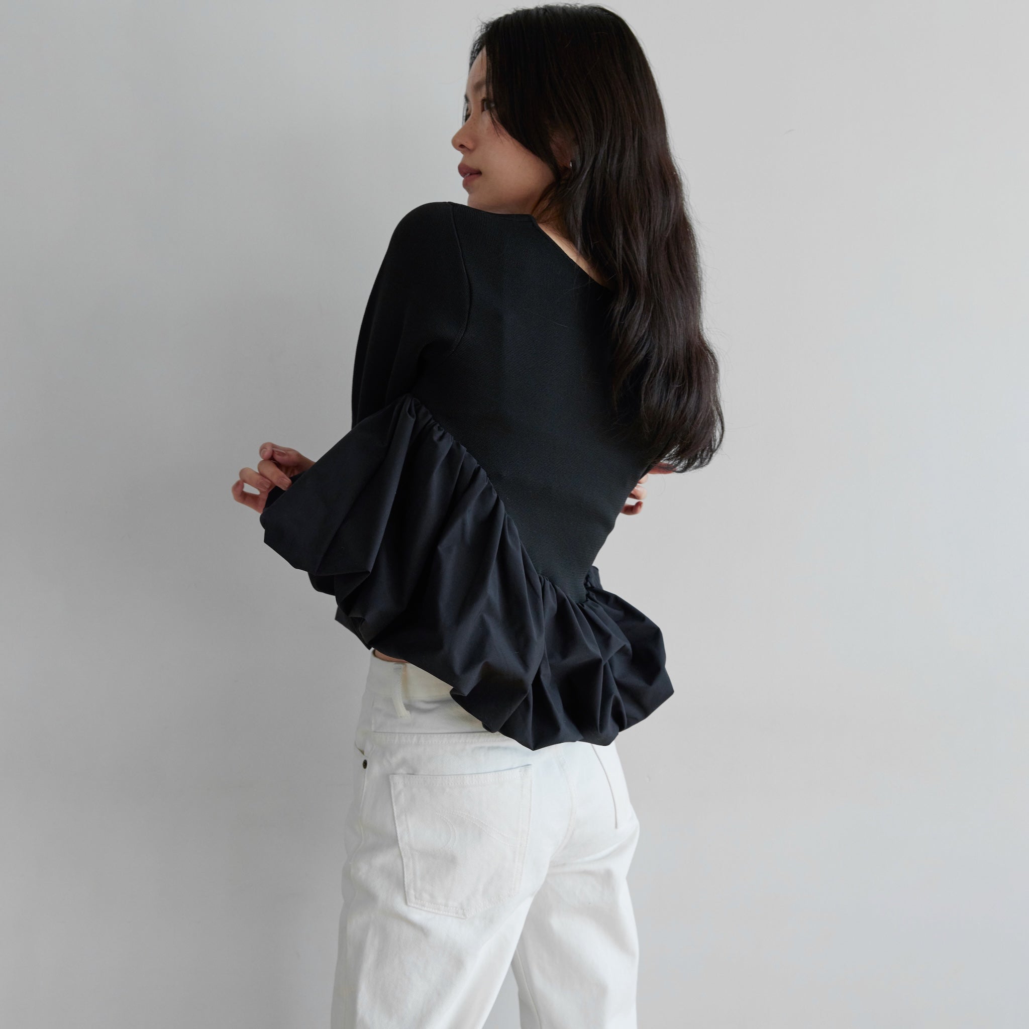 Knit Docking Asymmetric Balloon Top