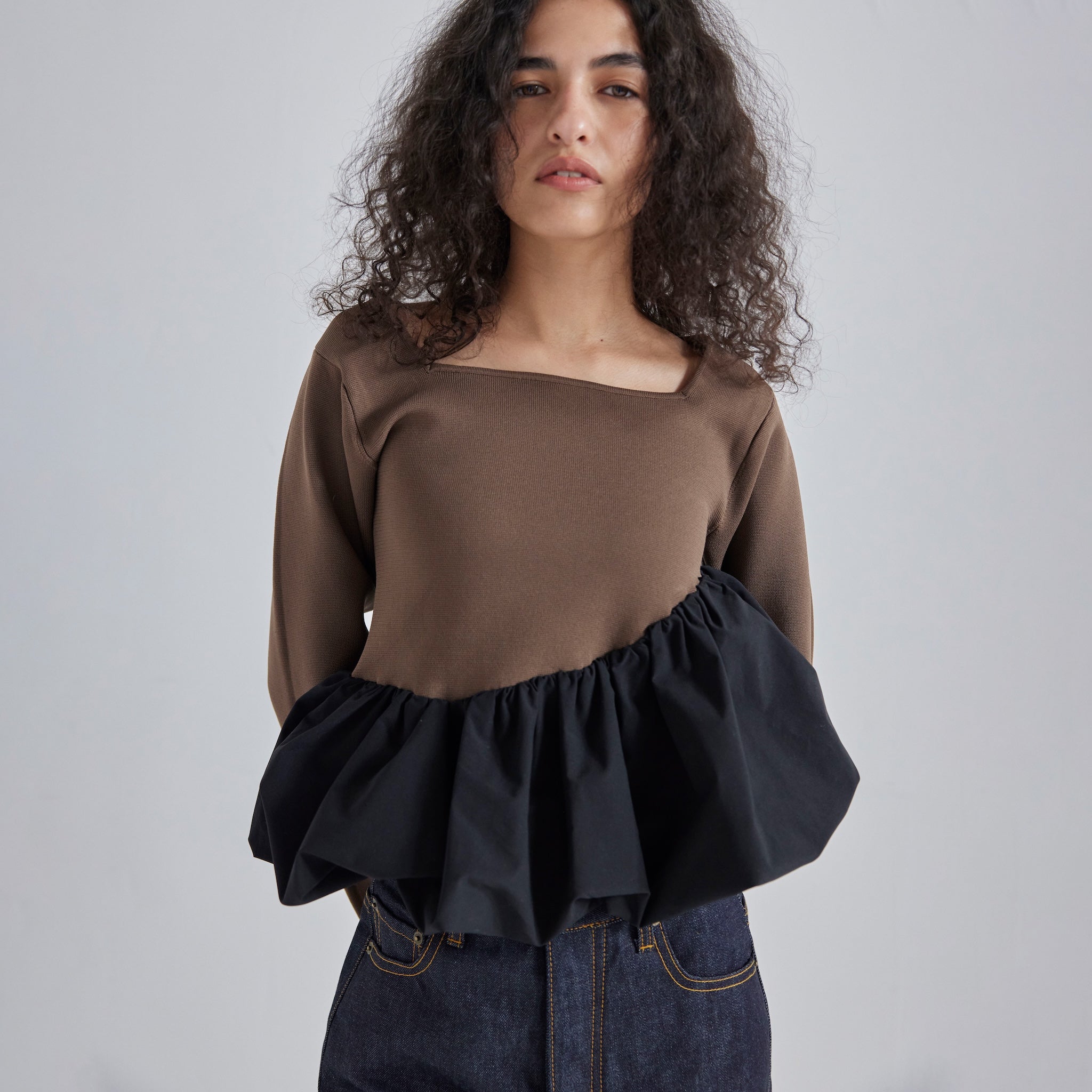 Knit Docking Asymmetric Balloon Top