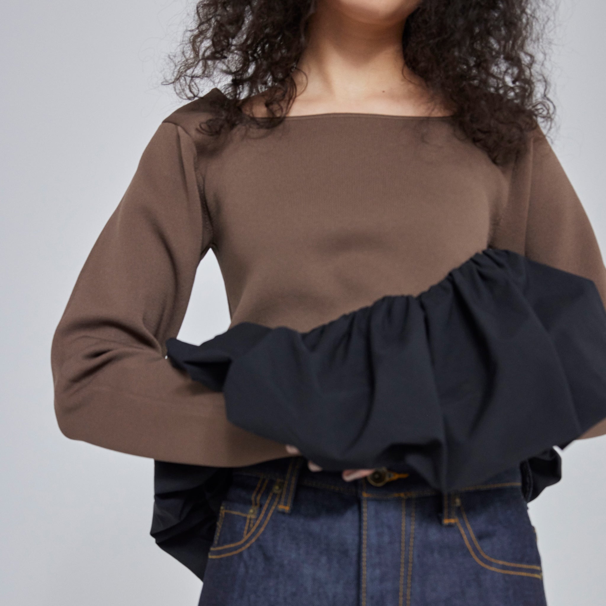 Knit Docking Asymmetric Balloon Top