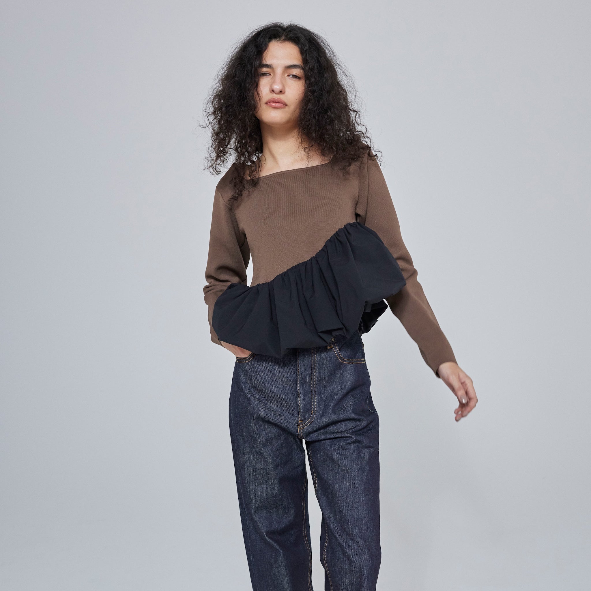 Knit Docking Asymmetric Balloon Top