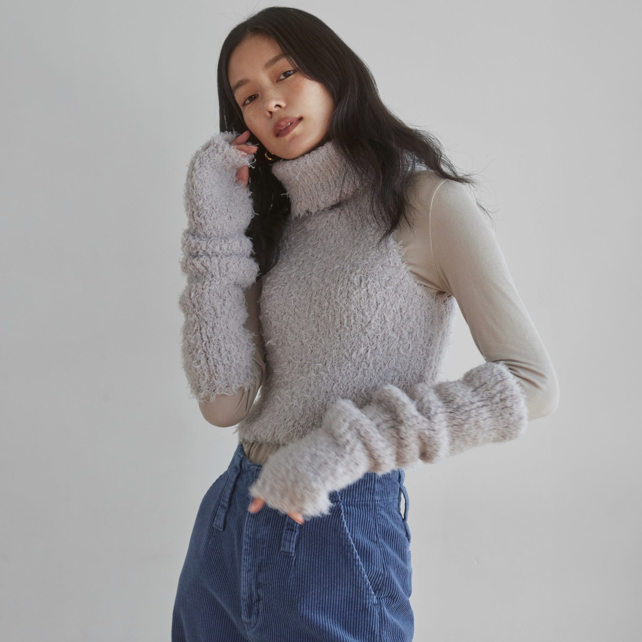 Poodle Yarn high neck arm warmer set