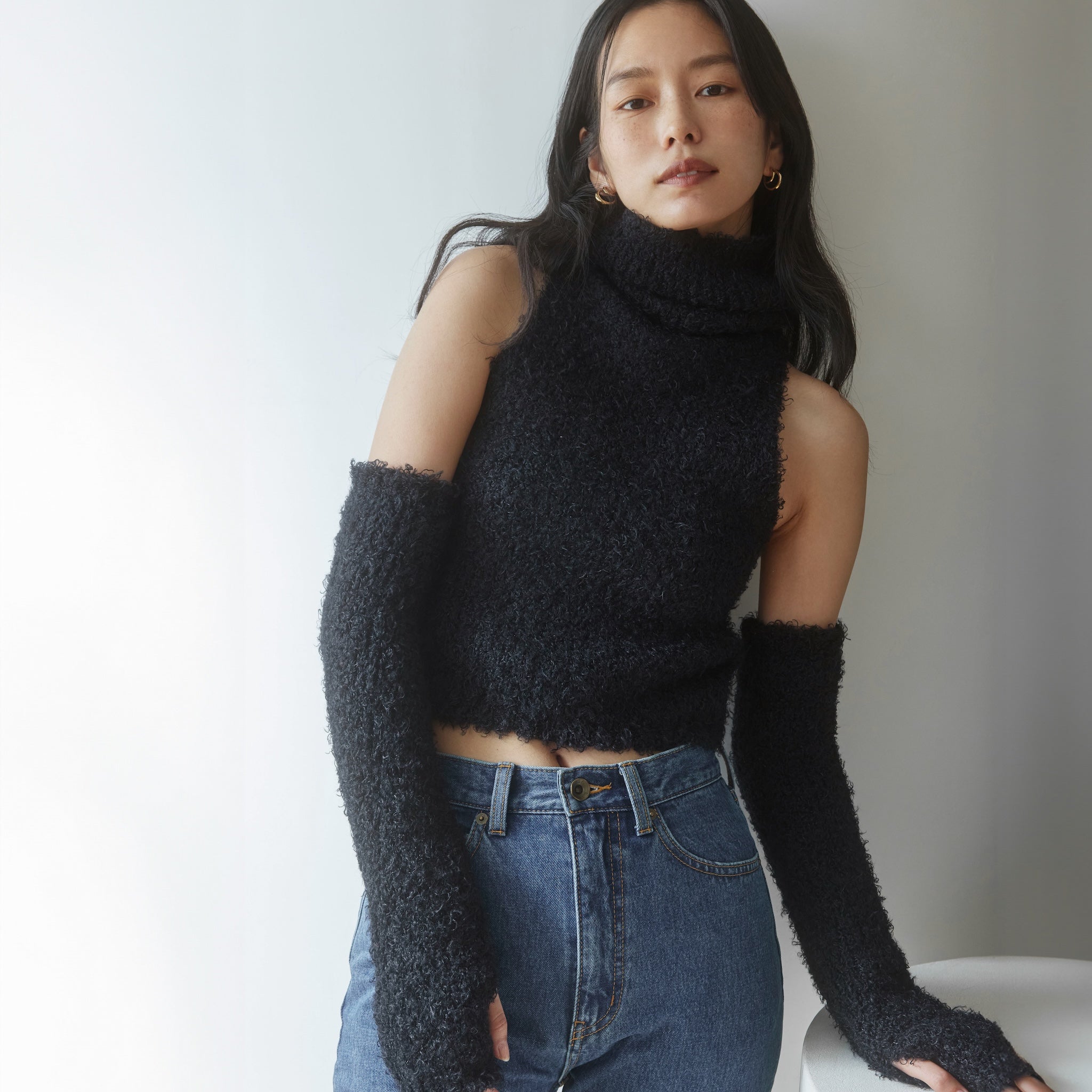 Poodle Yarn high neck arm warmer set