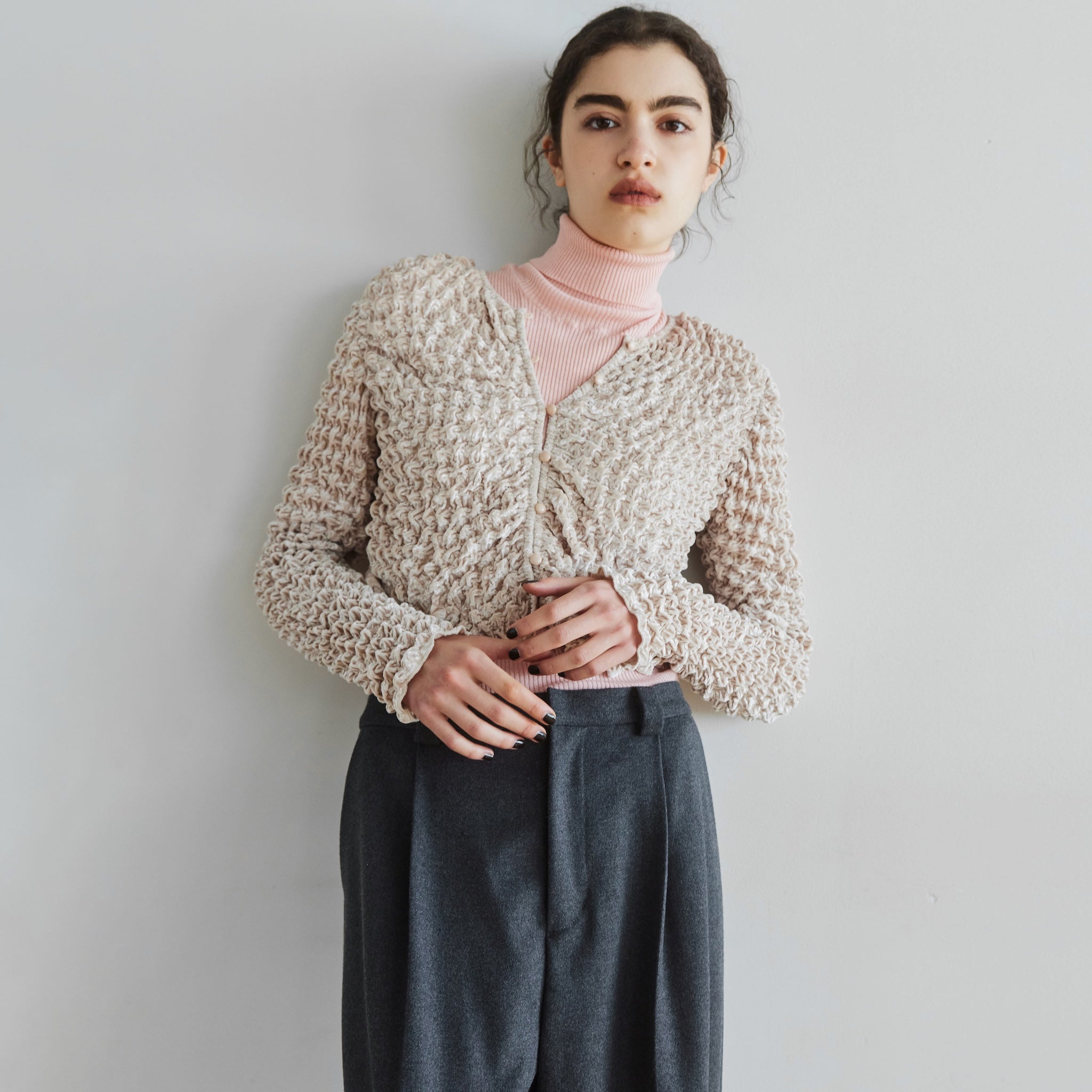 Bumpyベロア2wayカーディガン