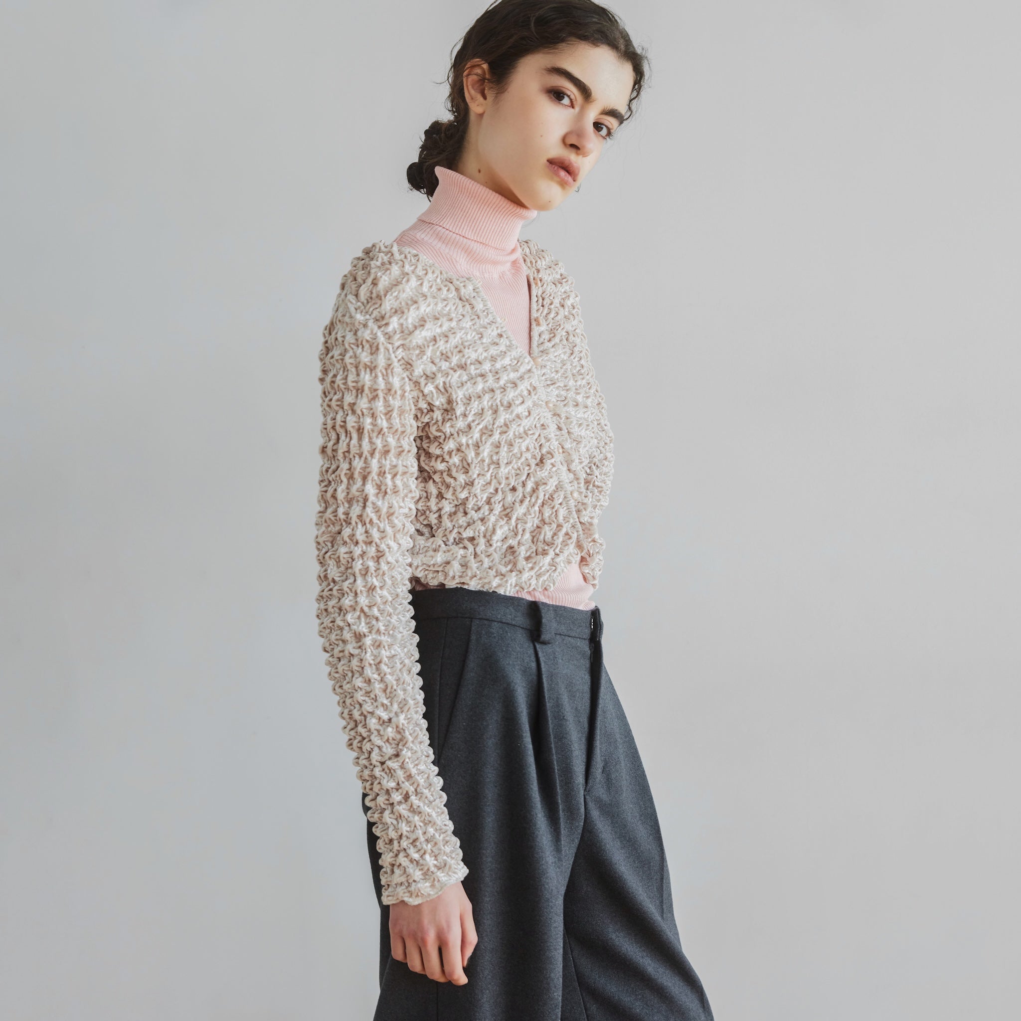 Bumpyベロア2wayカーディガン