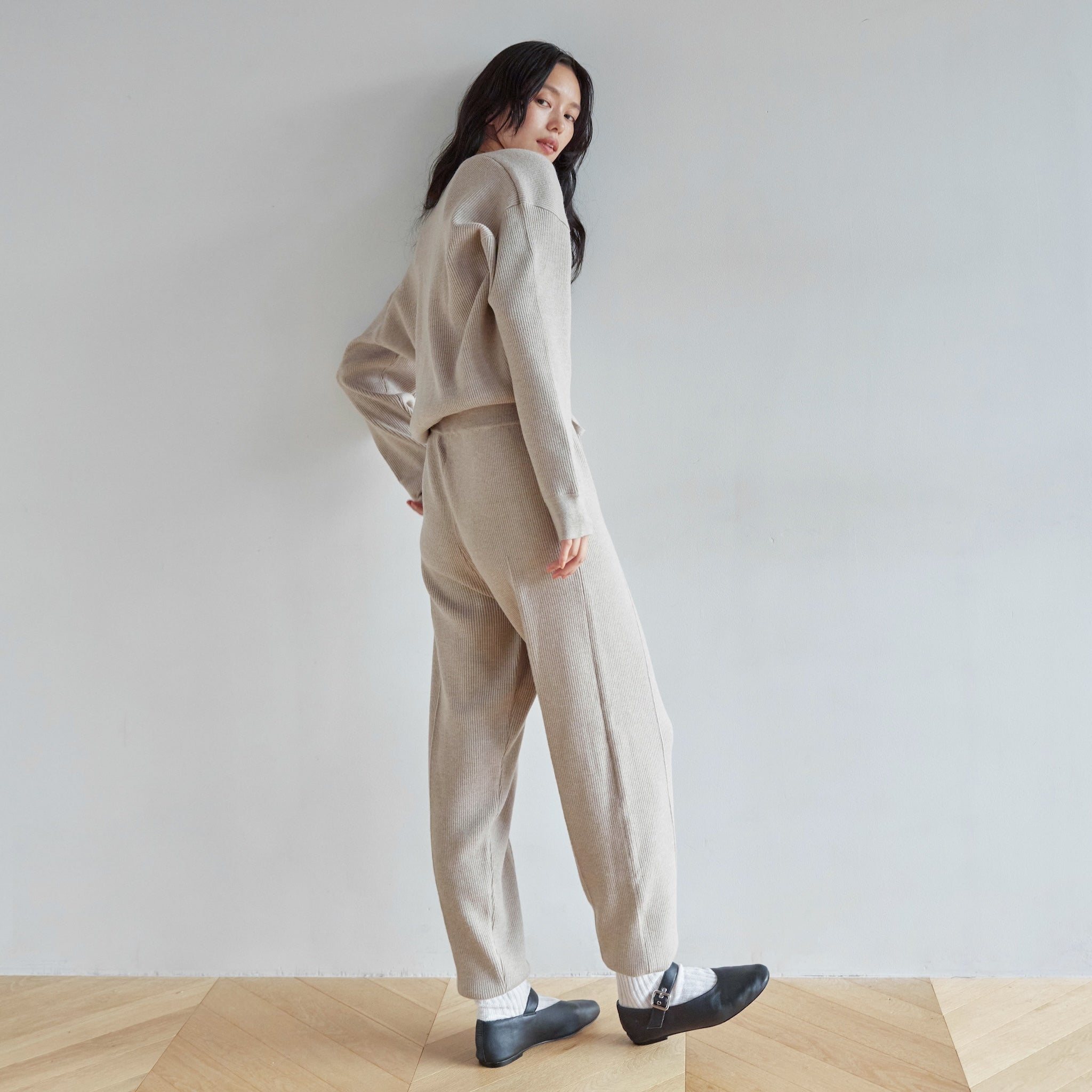 Key neck knit all-in-one