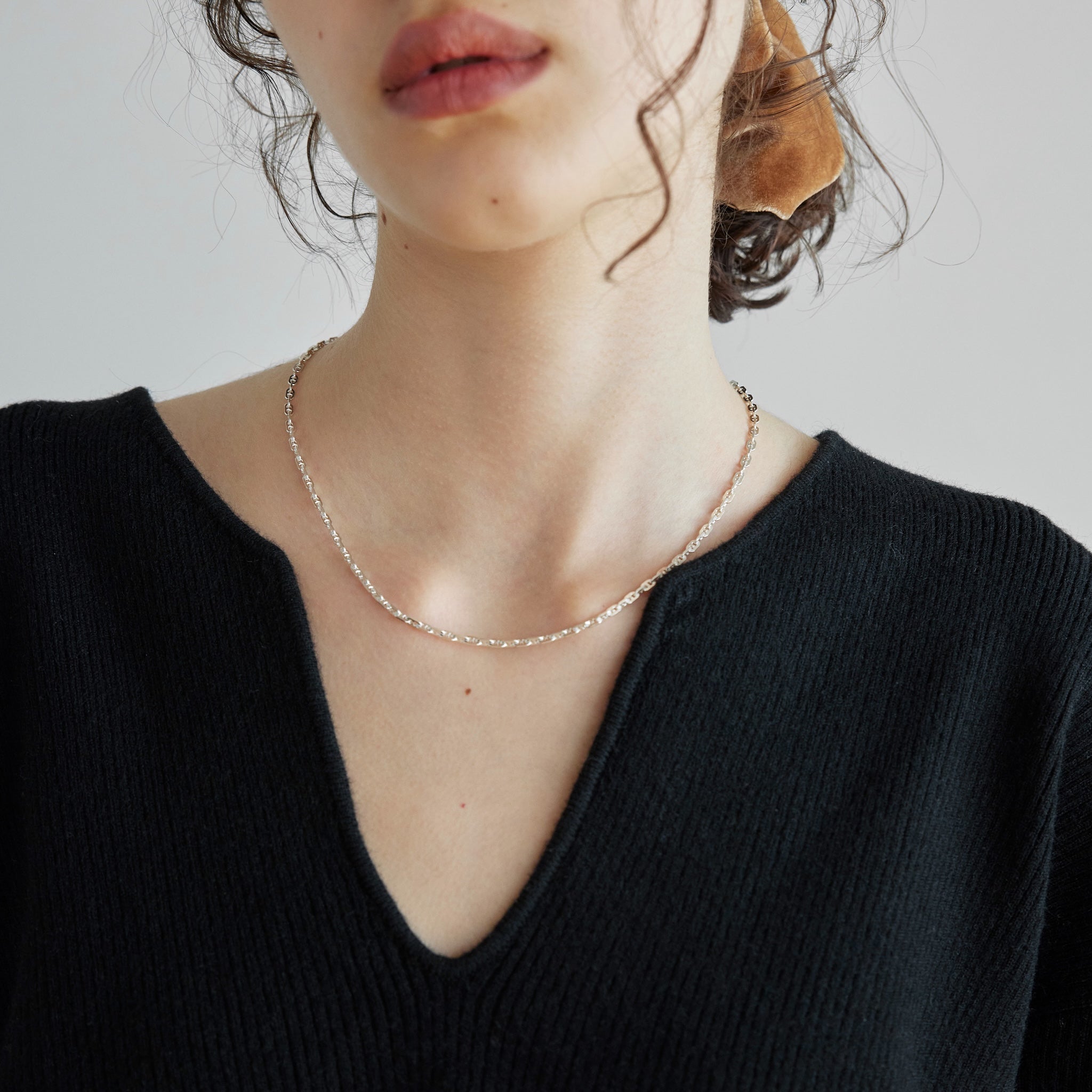 Key neck knit all-in-one