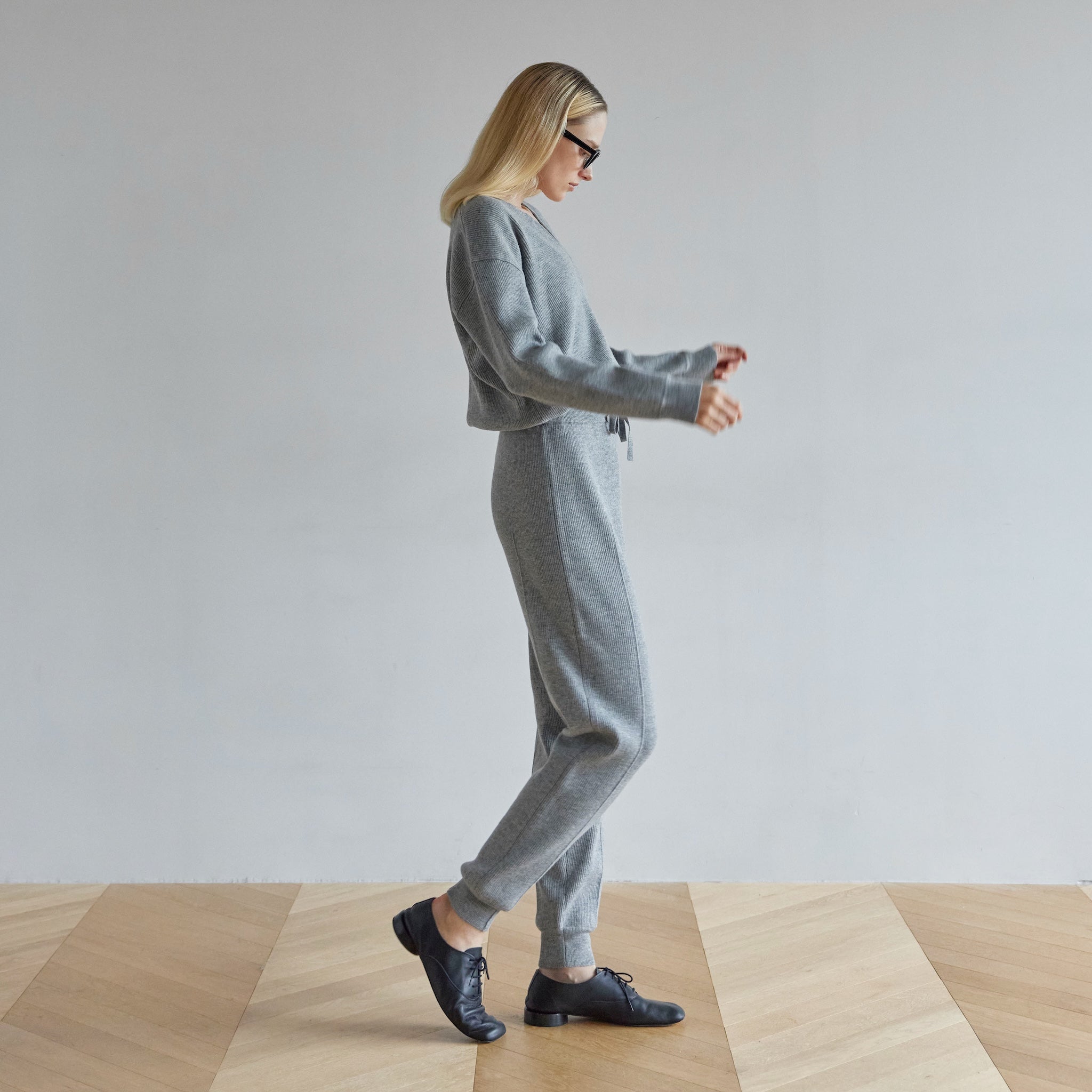 Key neck knit all-in-one