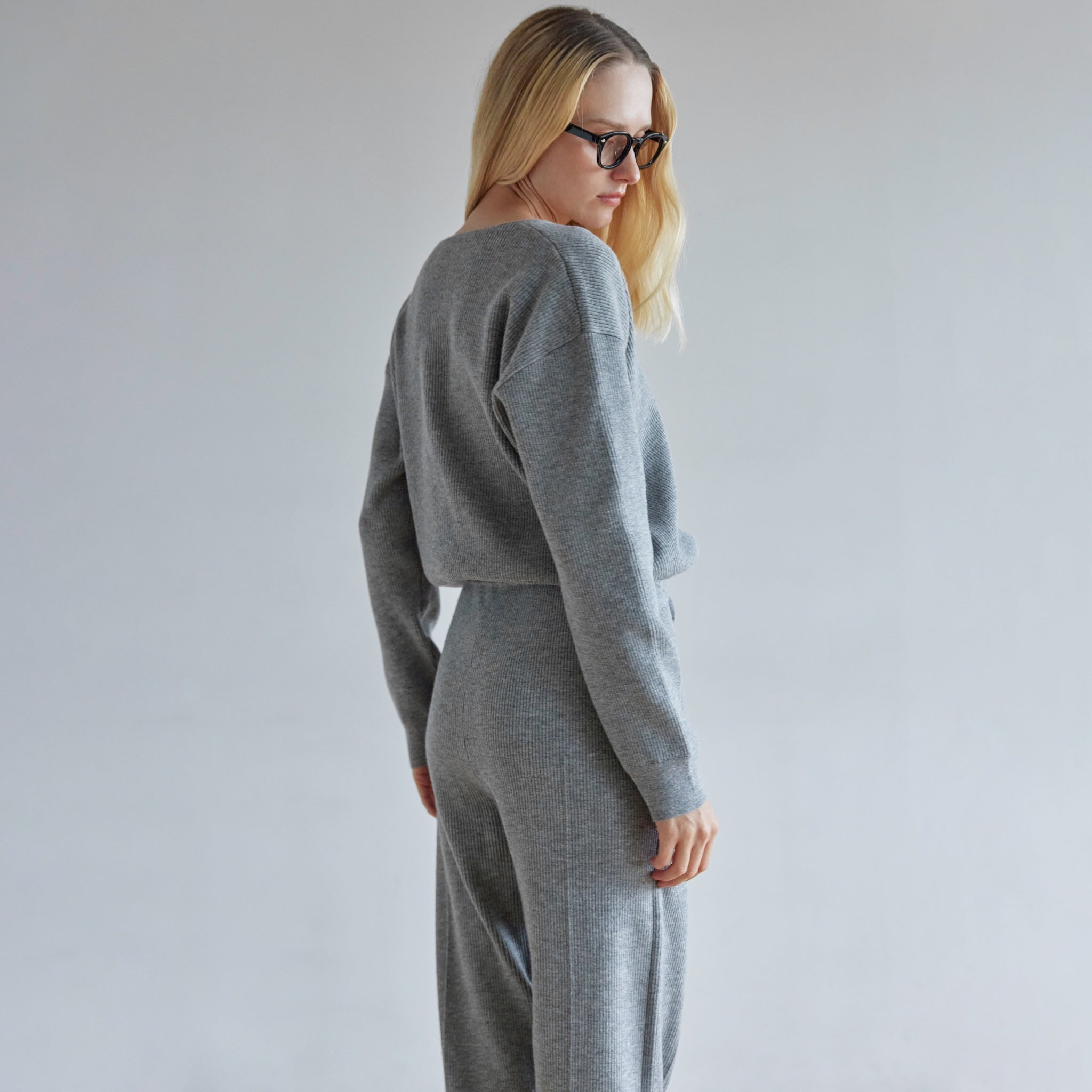 Key neck knit all-in-one