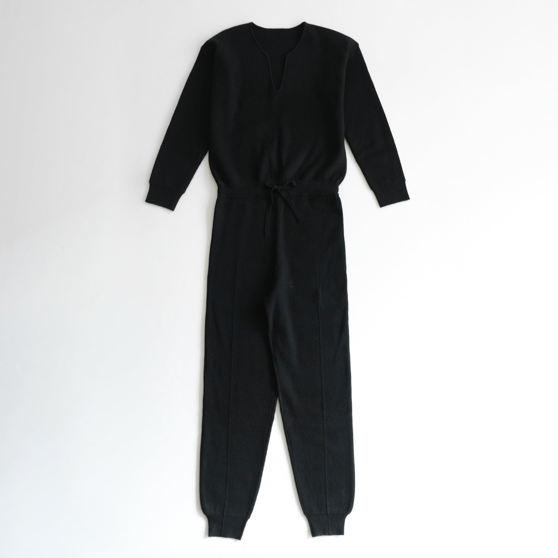 Key neck knit all-in-one