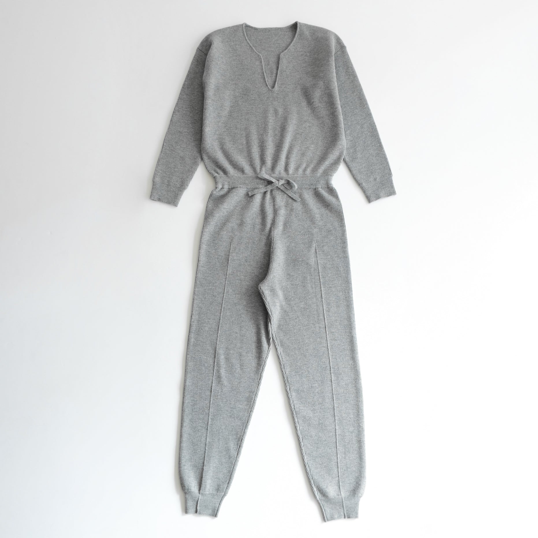 Key neck knit all-in-one