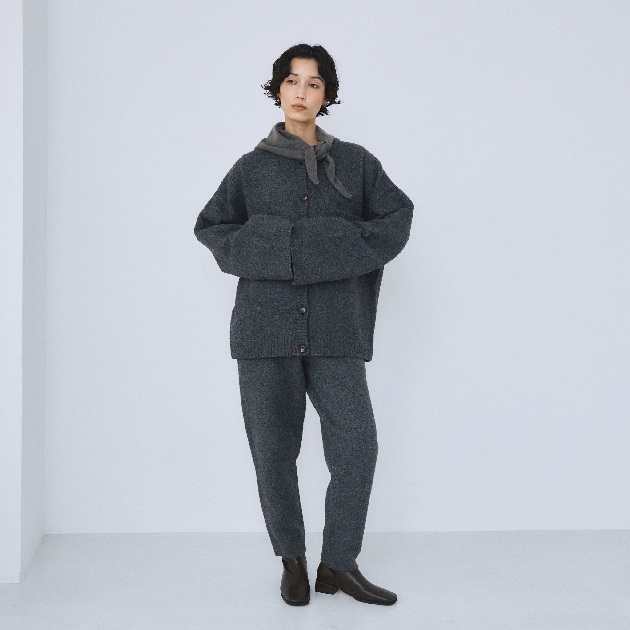 Wool mix front pocket cardigan