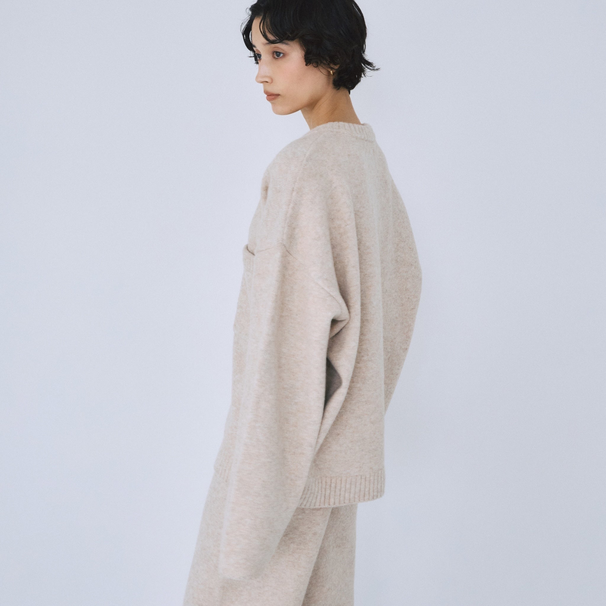 Wool mix front pocket cardigan