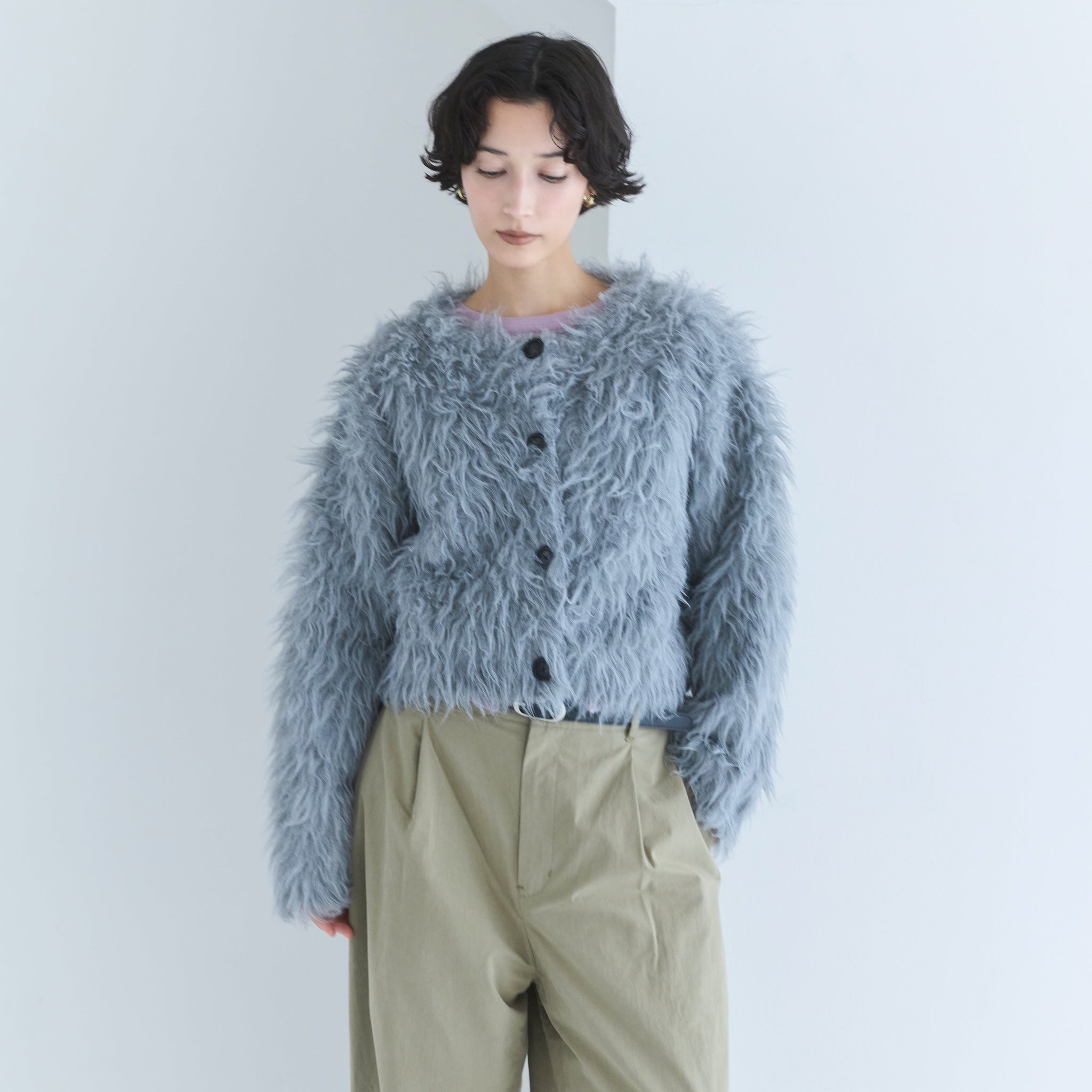 Brushed Feather Yarn 2-way Cardigan