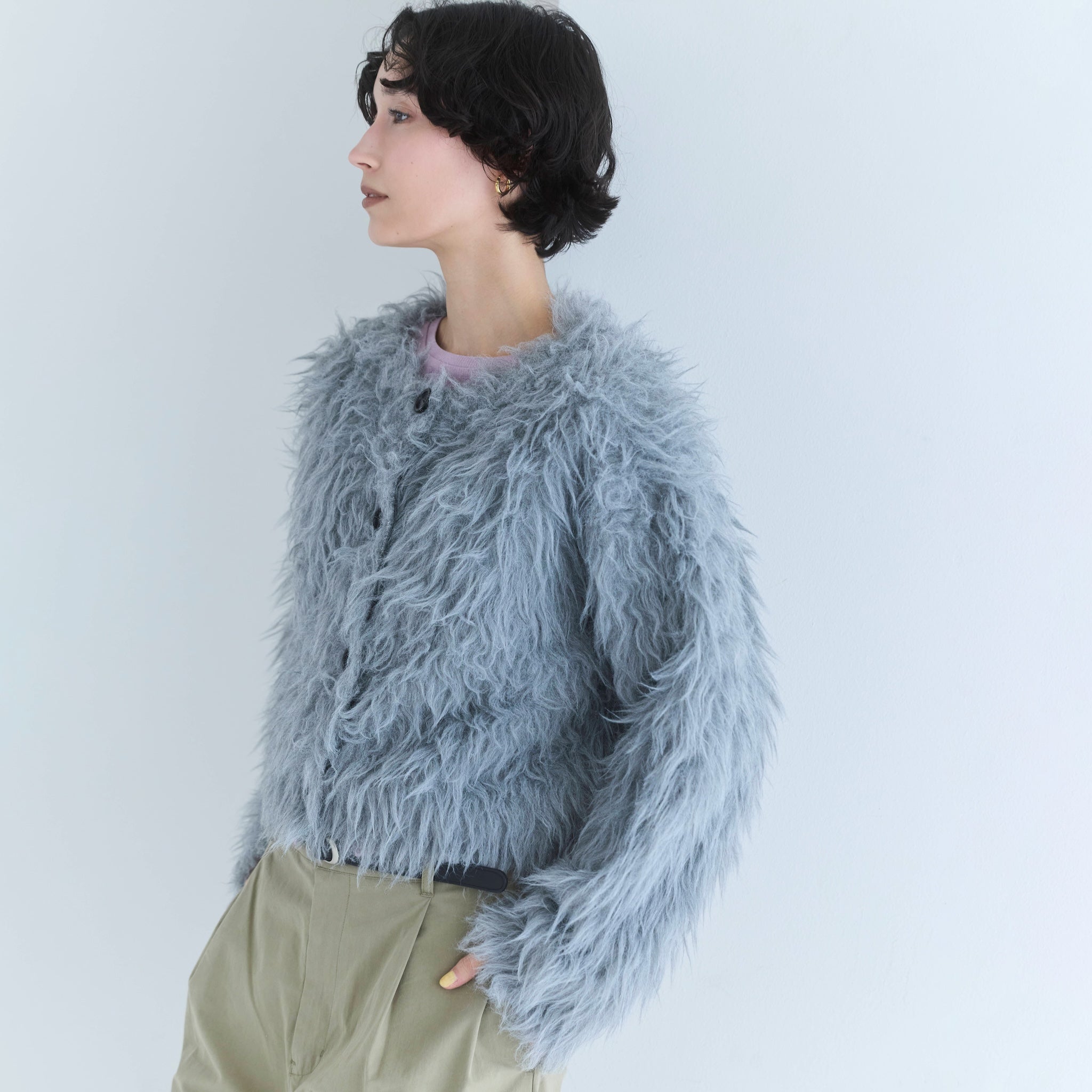 Brushed Feather Yarn 2-way Cardigan