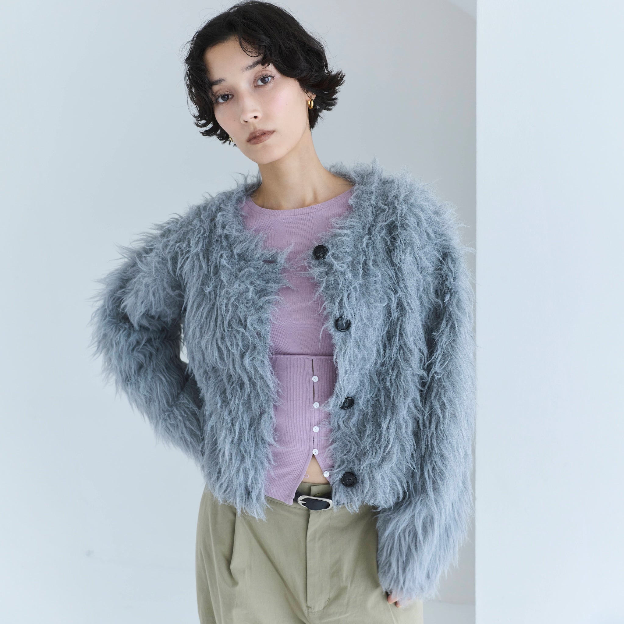 BrushedフェザーYarn 2wayカーディガン