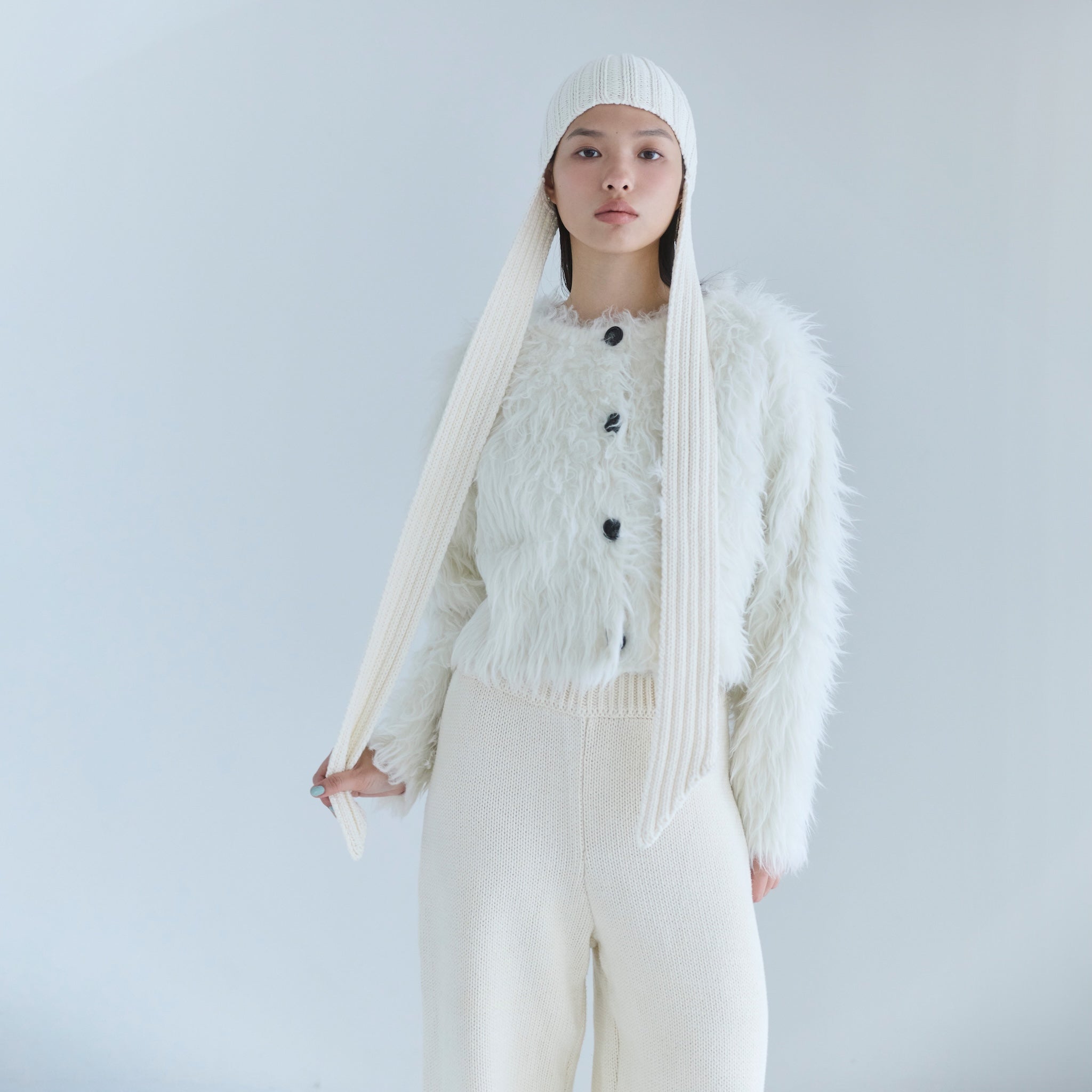 Brushed Feather Yarn 2-way Cardigan