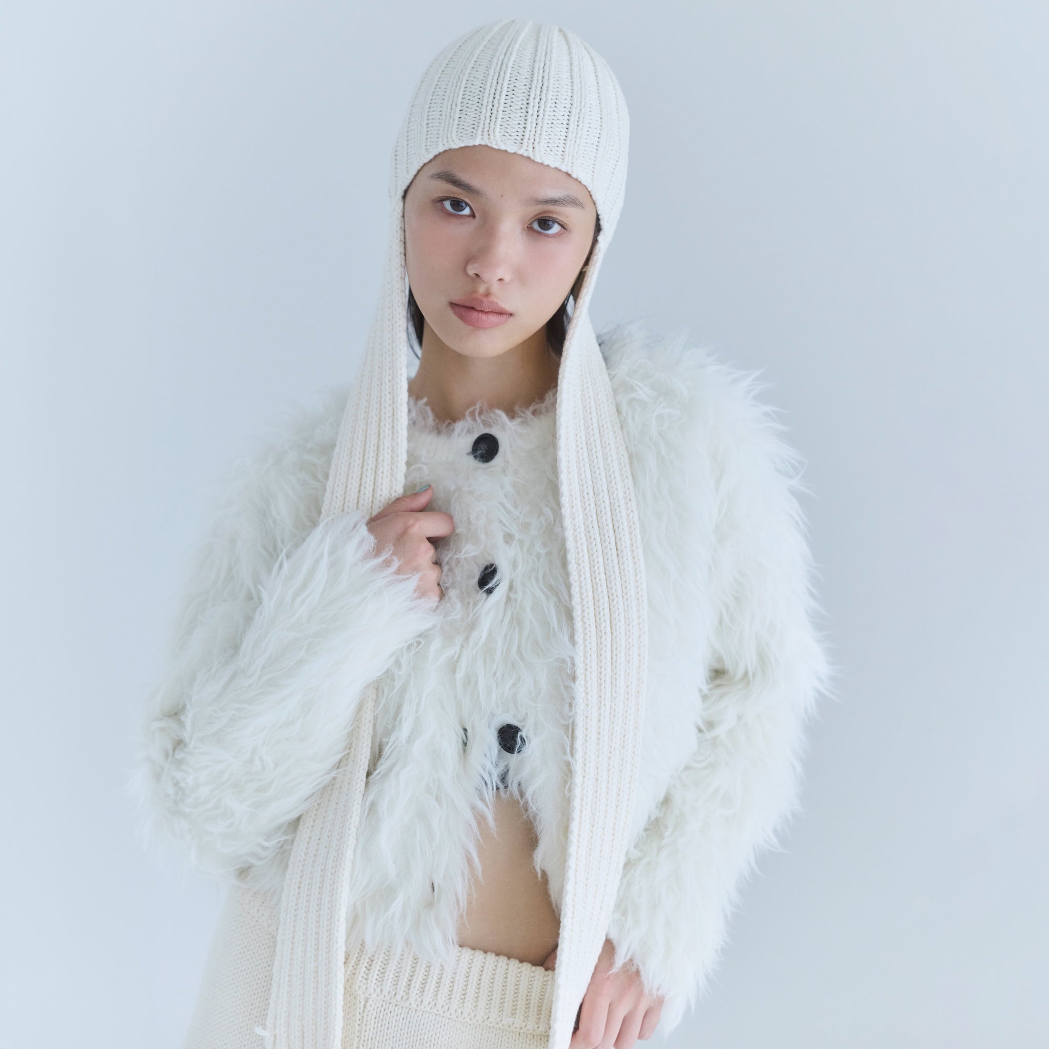 Brushed Feather Yarn 2-way Cardigan