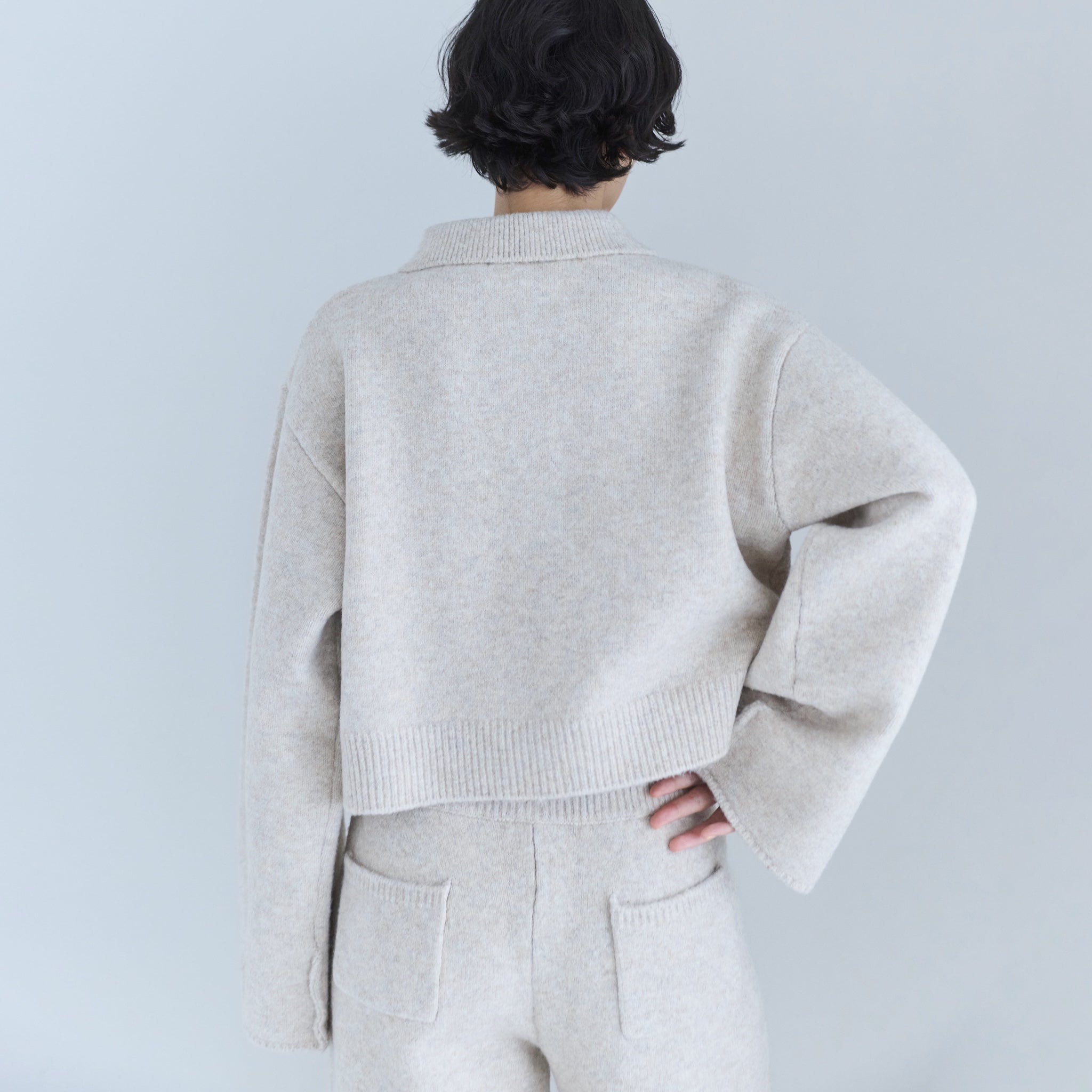 ウールmix ニットシャツカーディガン