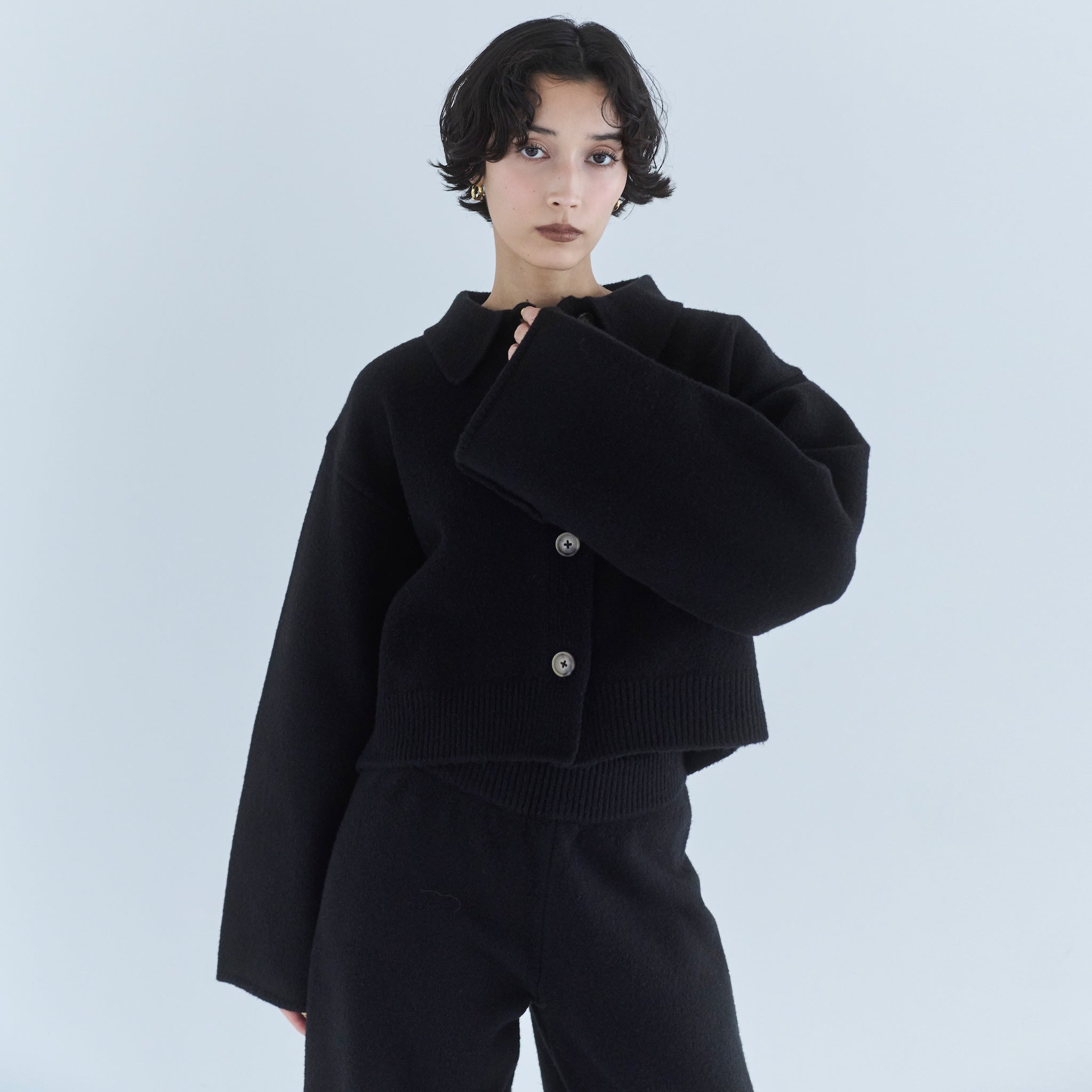 ウールmix ニットシャツカーディガン