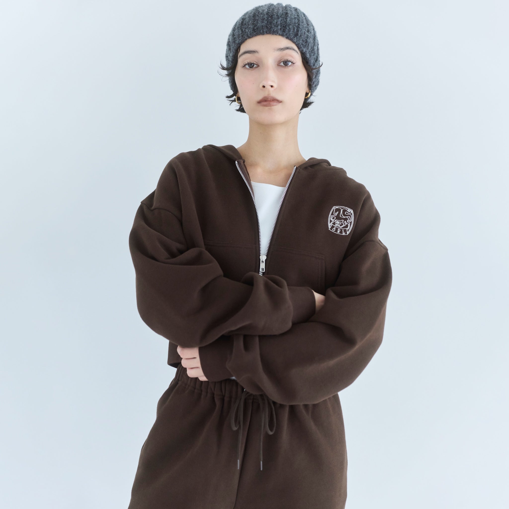 Brushed Cotton Pony Zip Hoodie