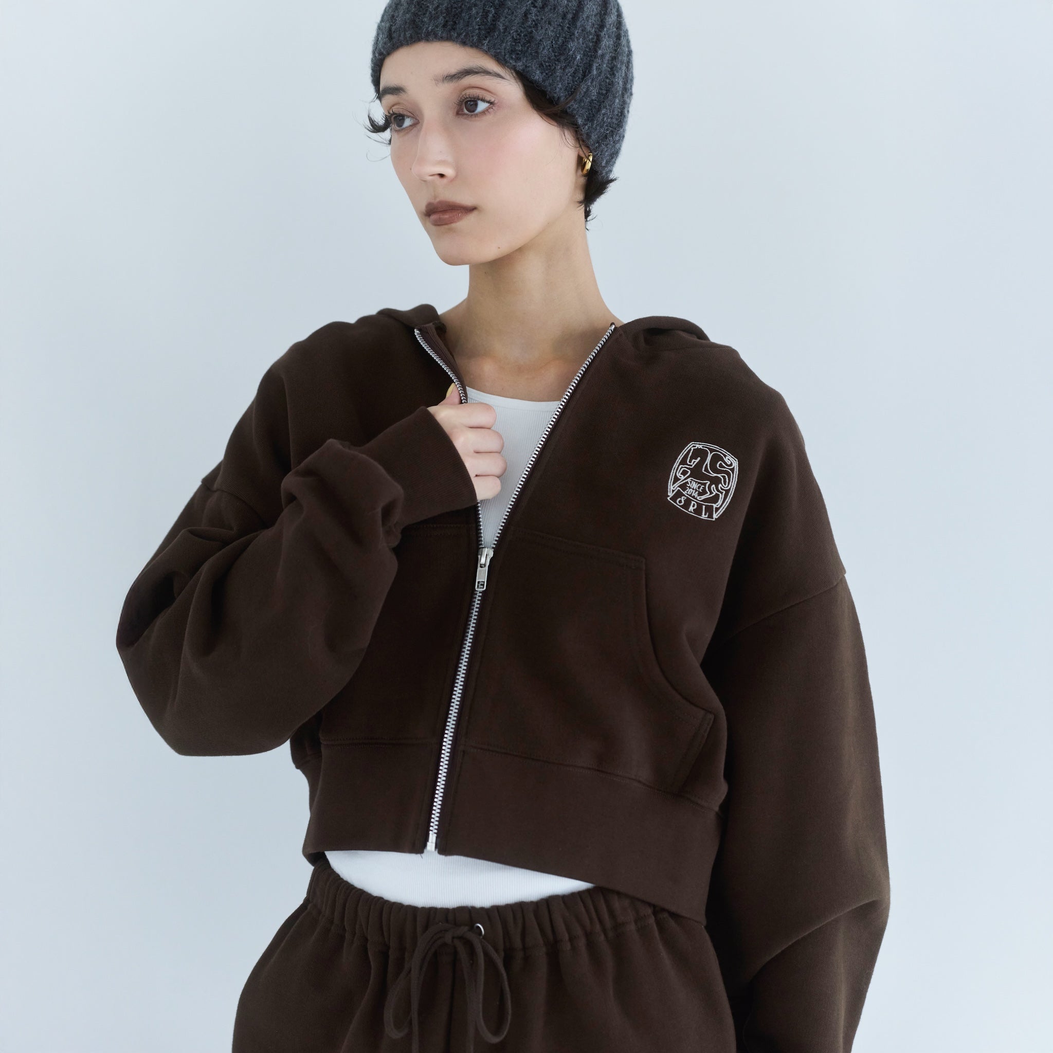 Brushed Cotton Pony Zip Hoodie