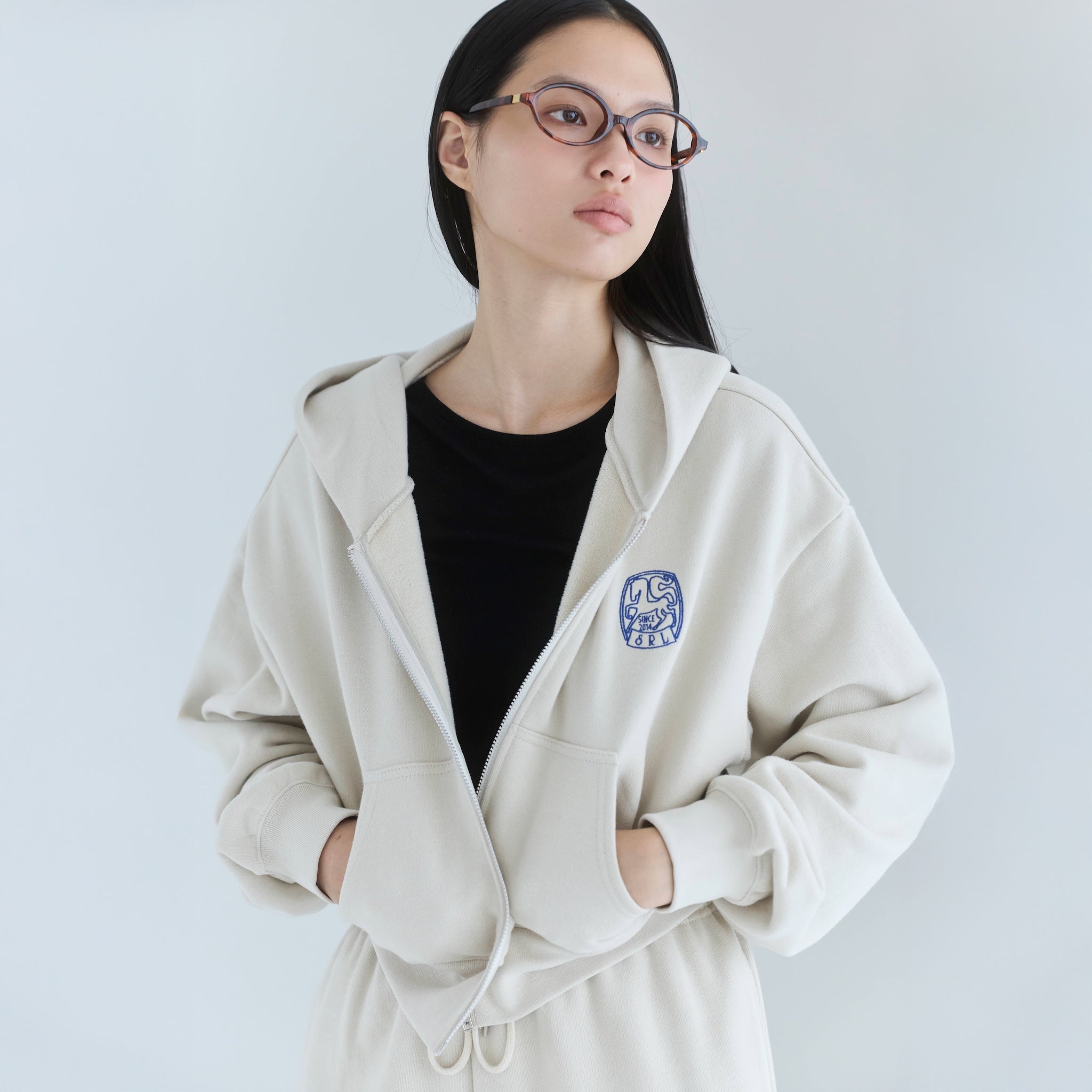 Brushed Cotton Pony Zip Hoodie