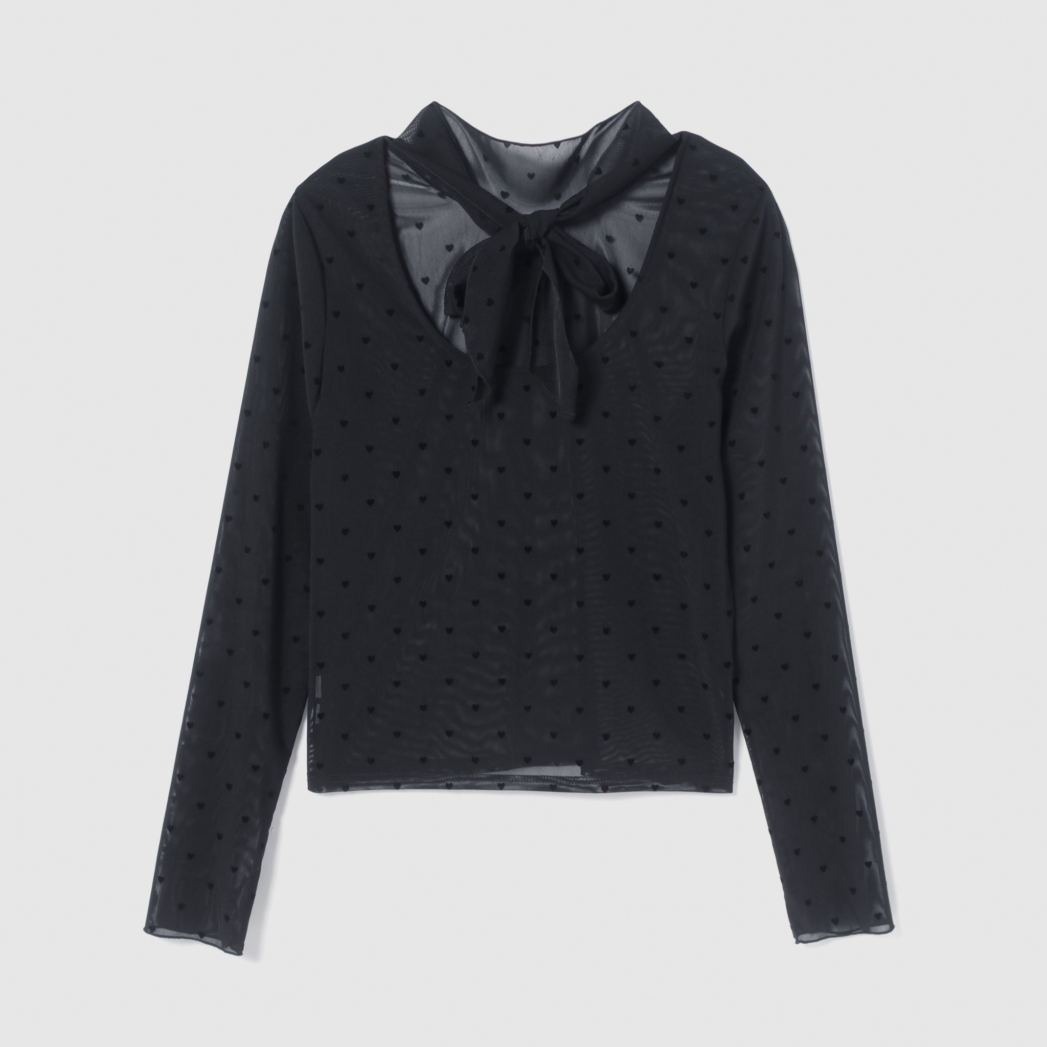 Flocked Multi Pattern High Neck Top