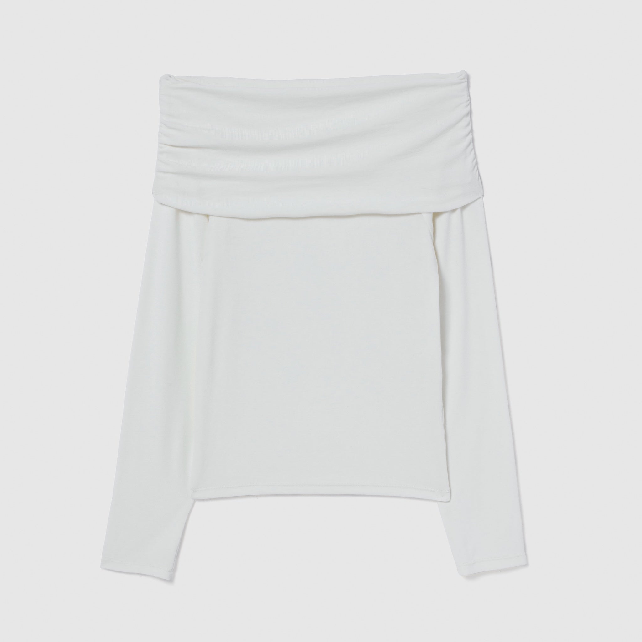 Softtouchオフショルギャザートップス