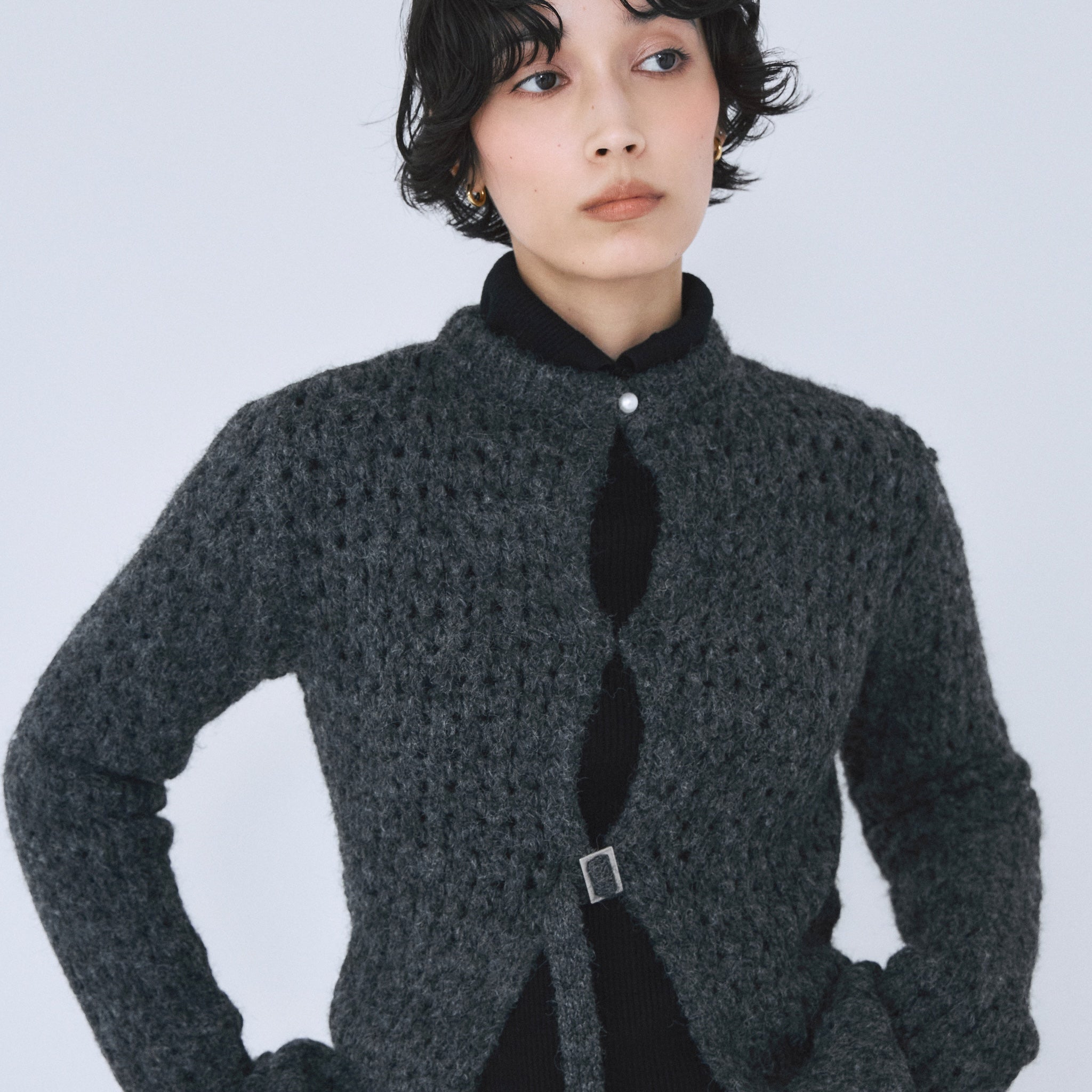 Fluffy Yarn 2way Knitトップス