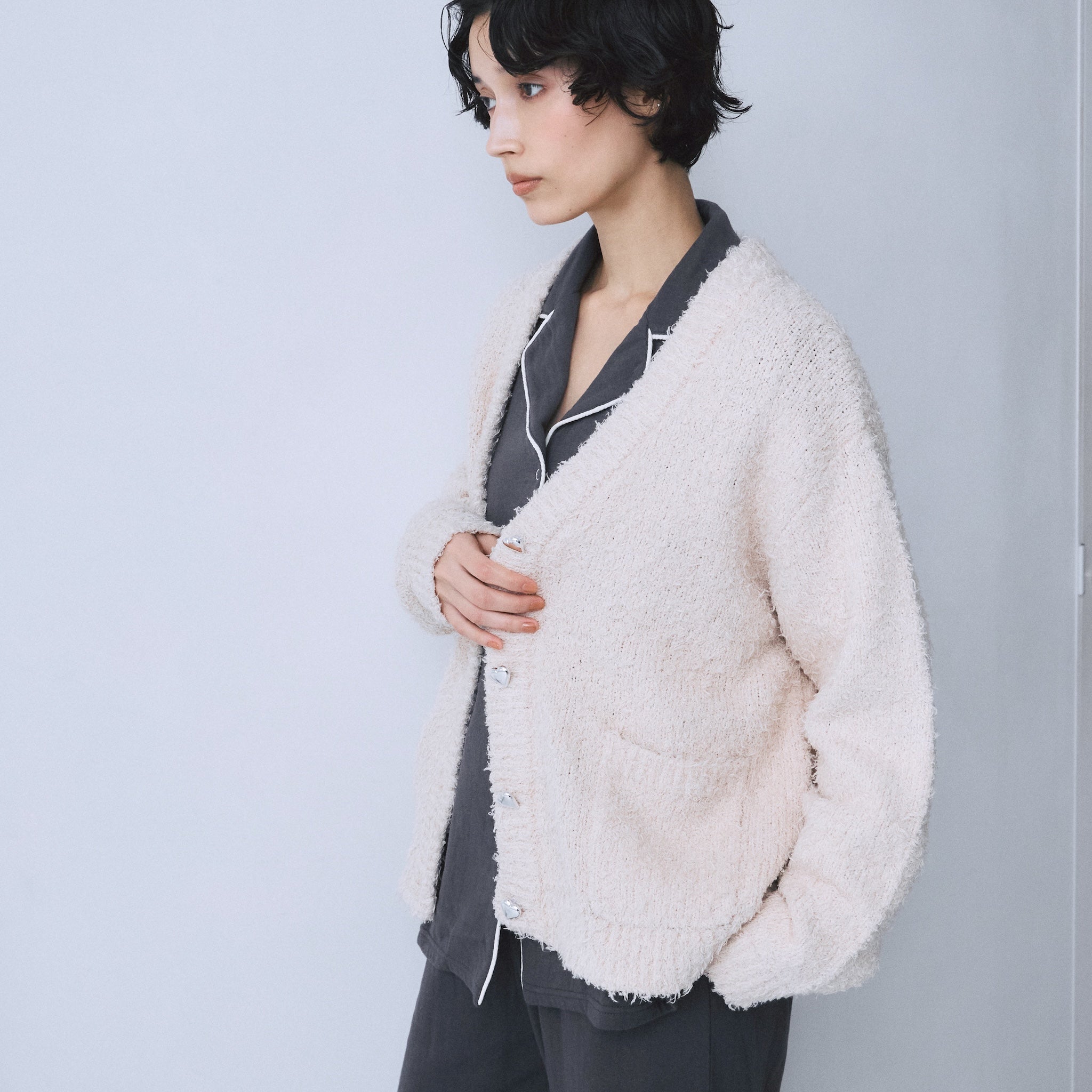 Cozy Relax Heart Button Cardigan