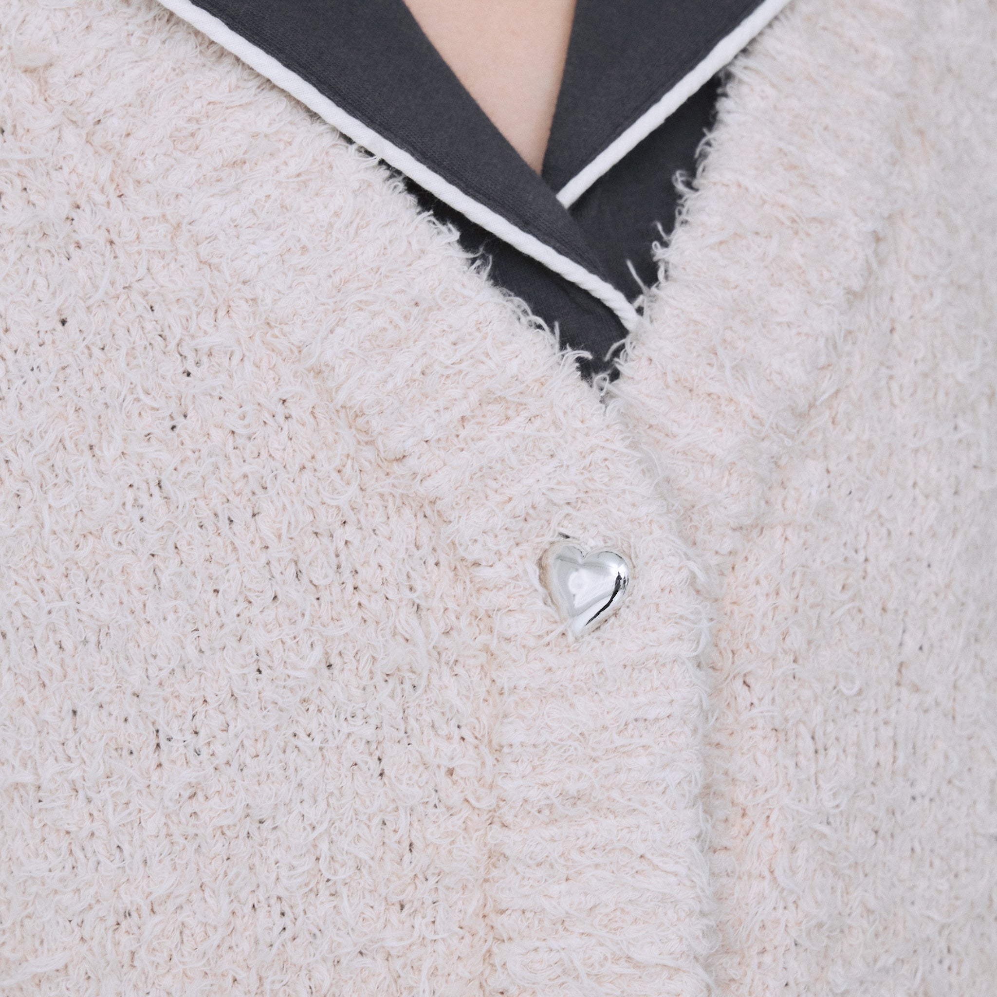 Cozy Relax Heart Button Cardigan