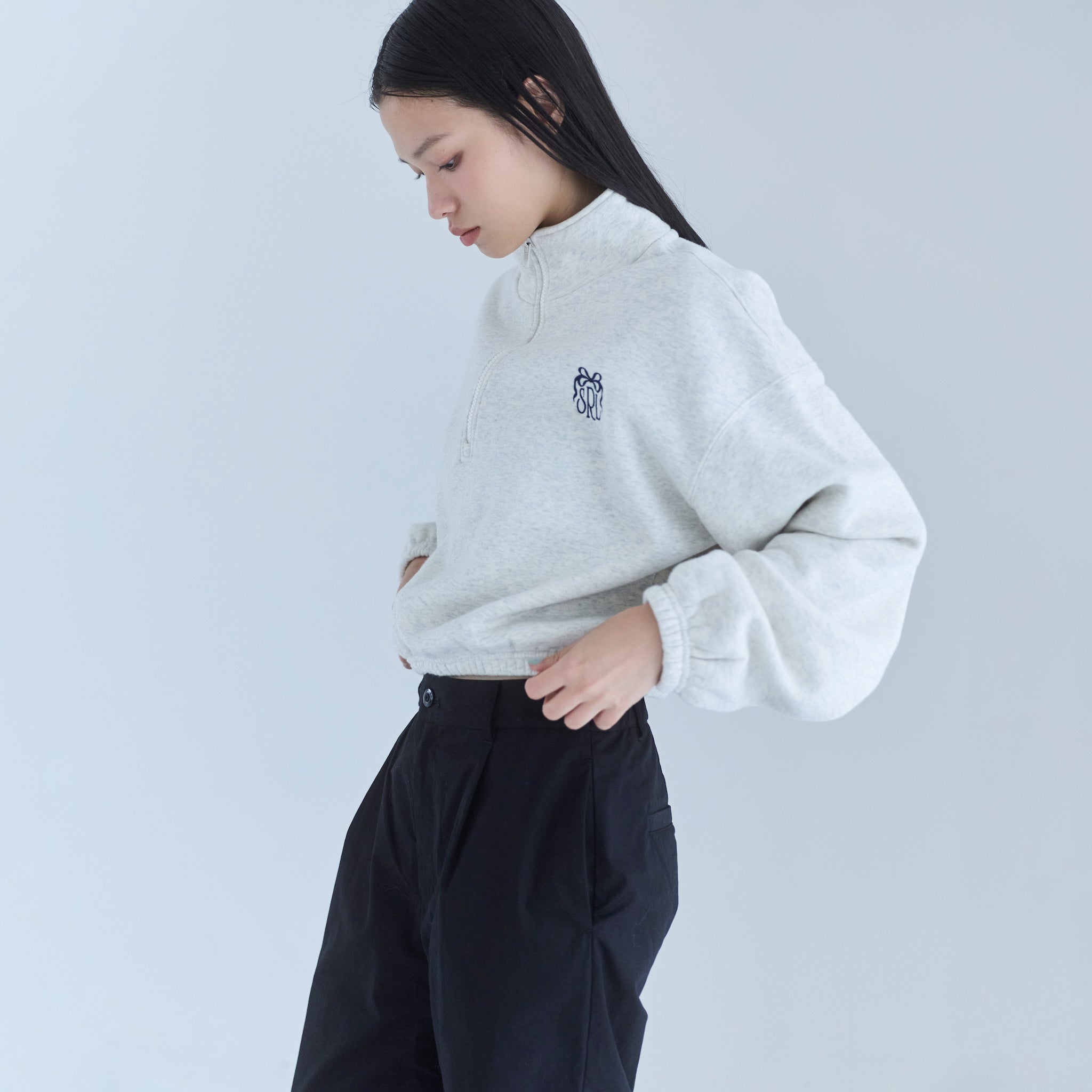 Ribbon Logo Volume Sweat Zip Top