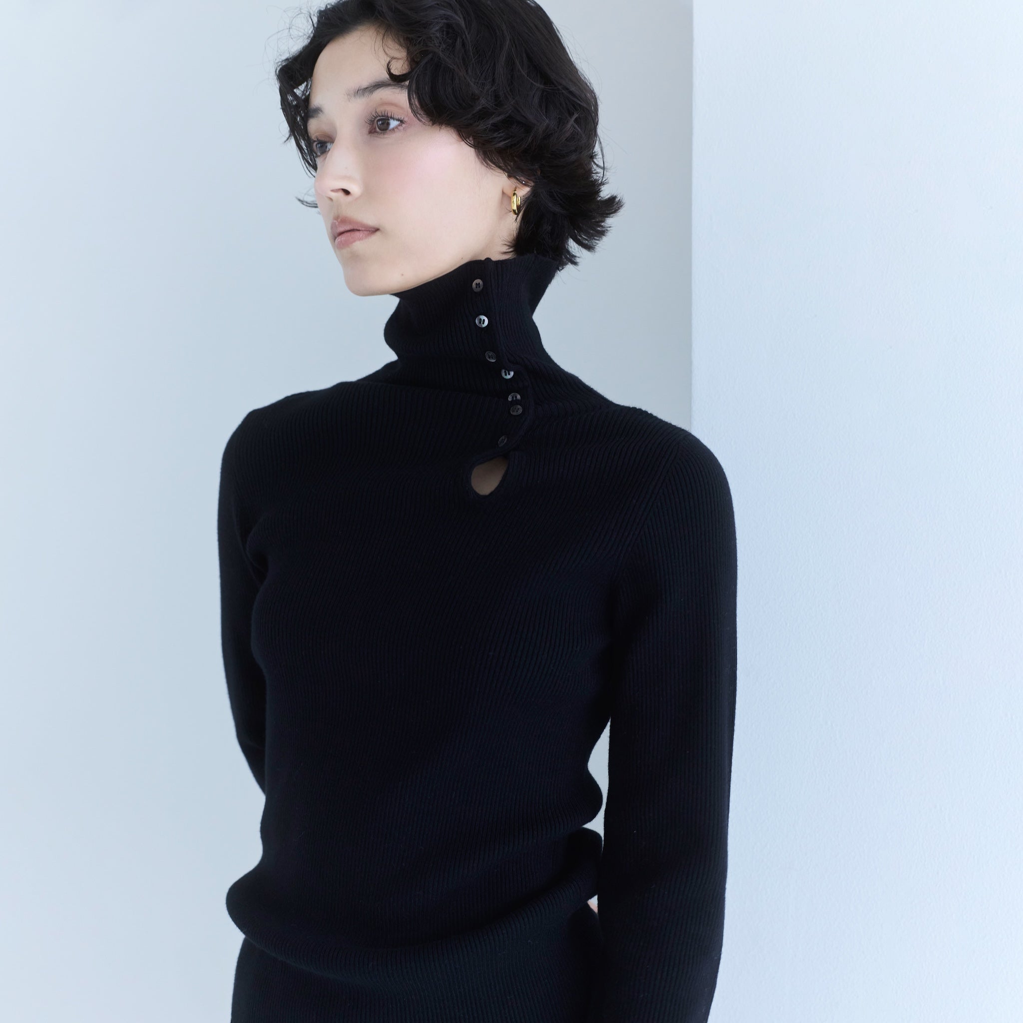 Petit Button Multi-Neck Knit Top