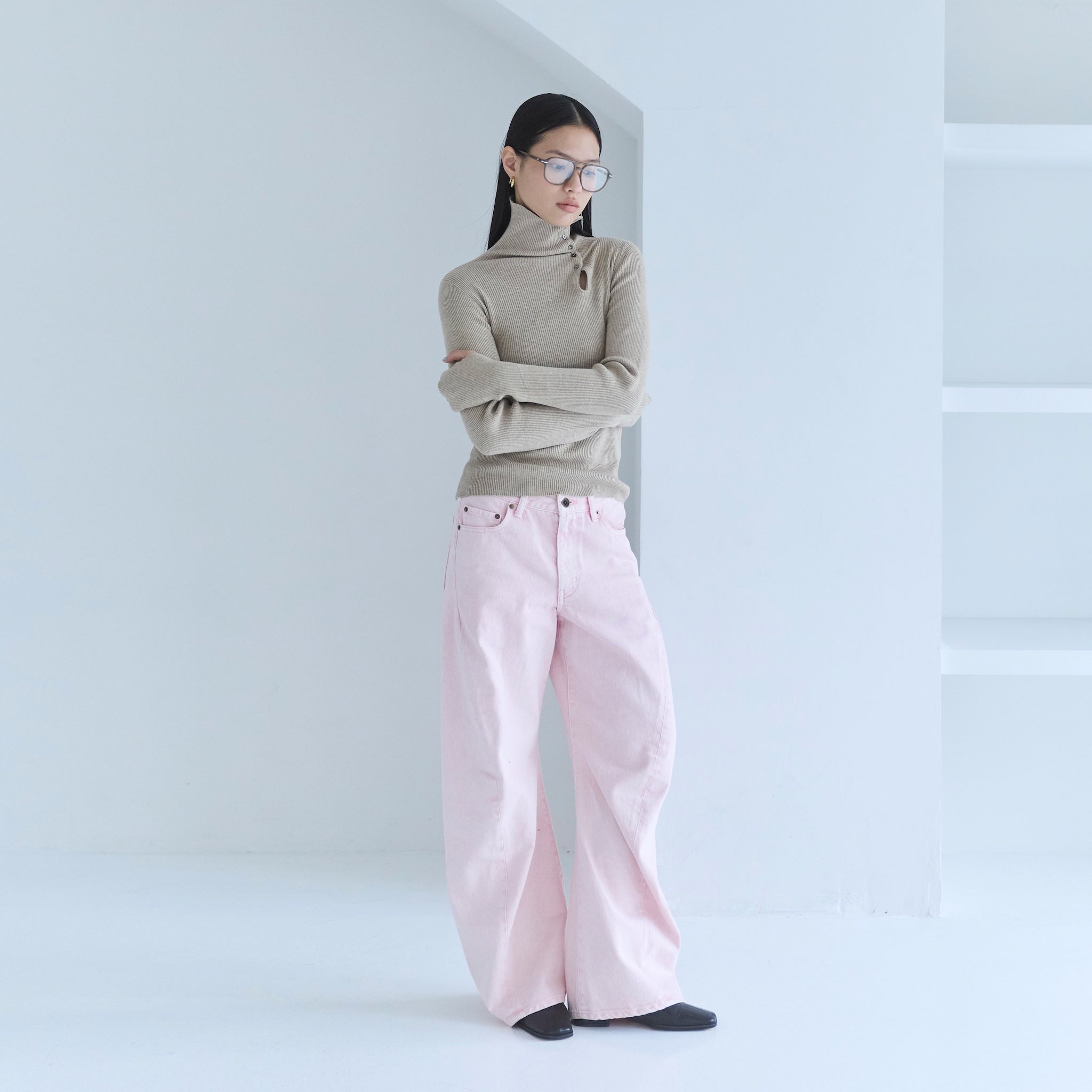 Petit Button Multi-Neck Knit Top