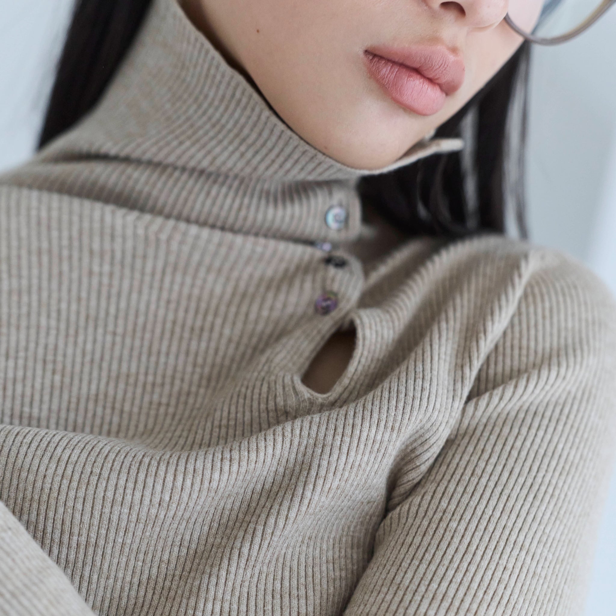 Petit Button Multi-Neck Knit Top