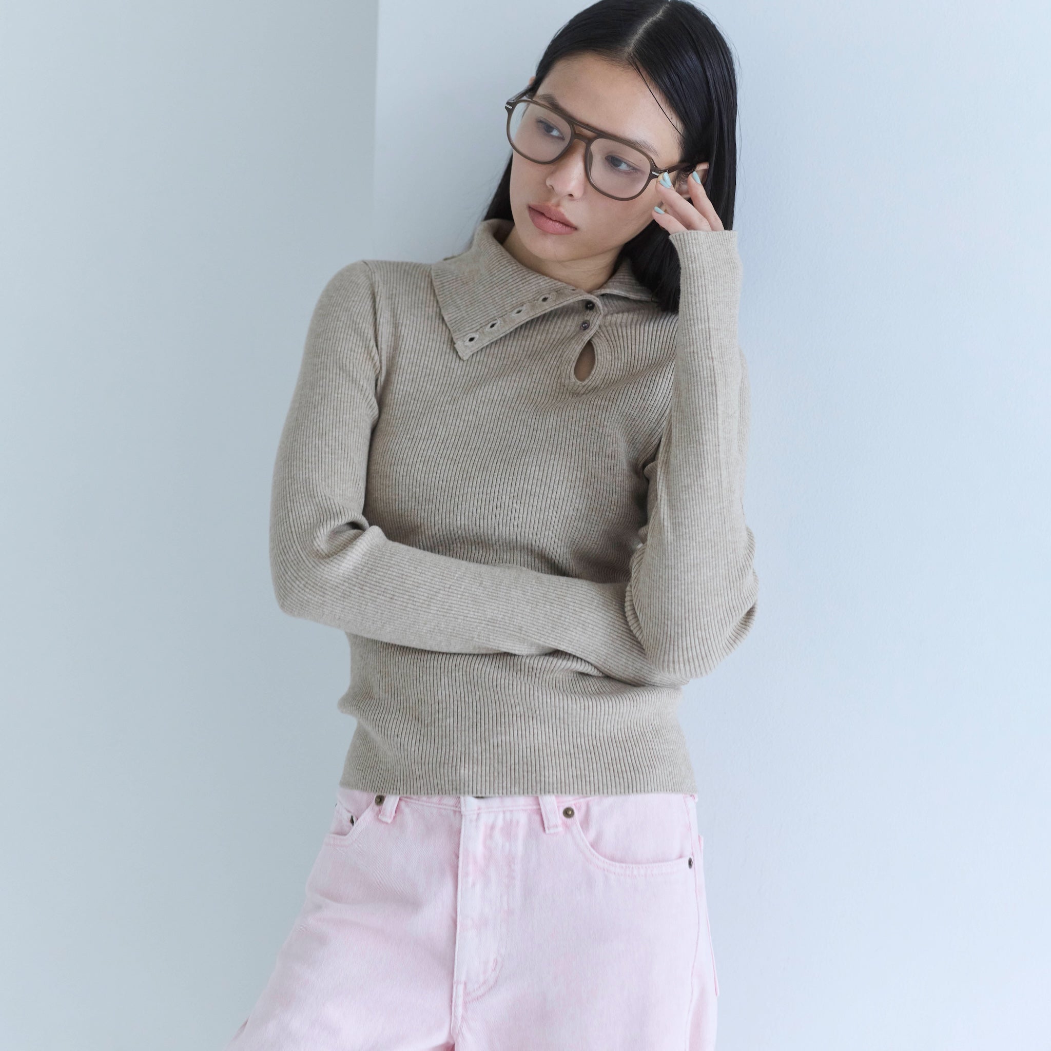 Petit Button Multi-Neck Knit Top