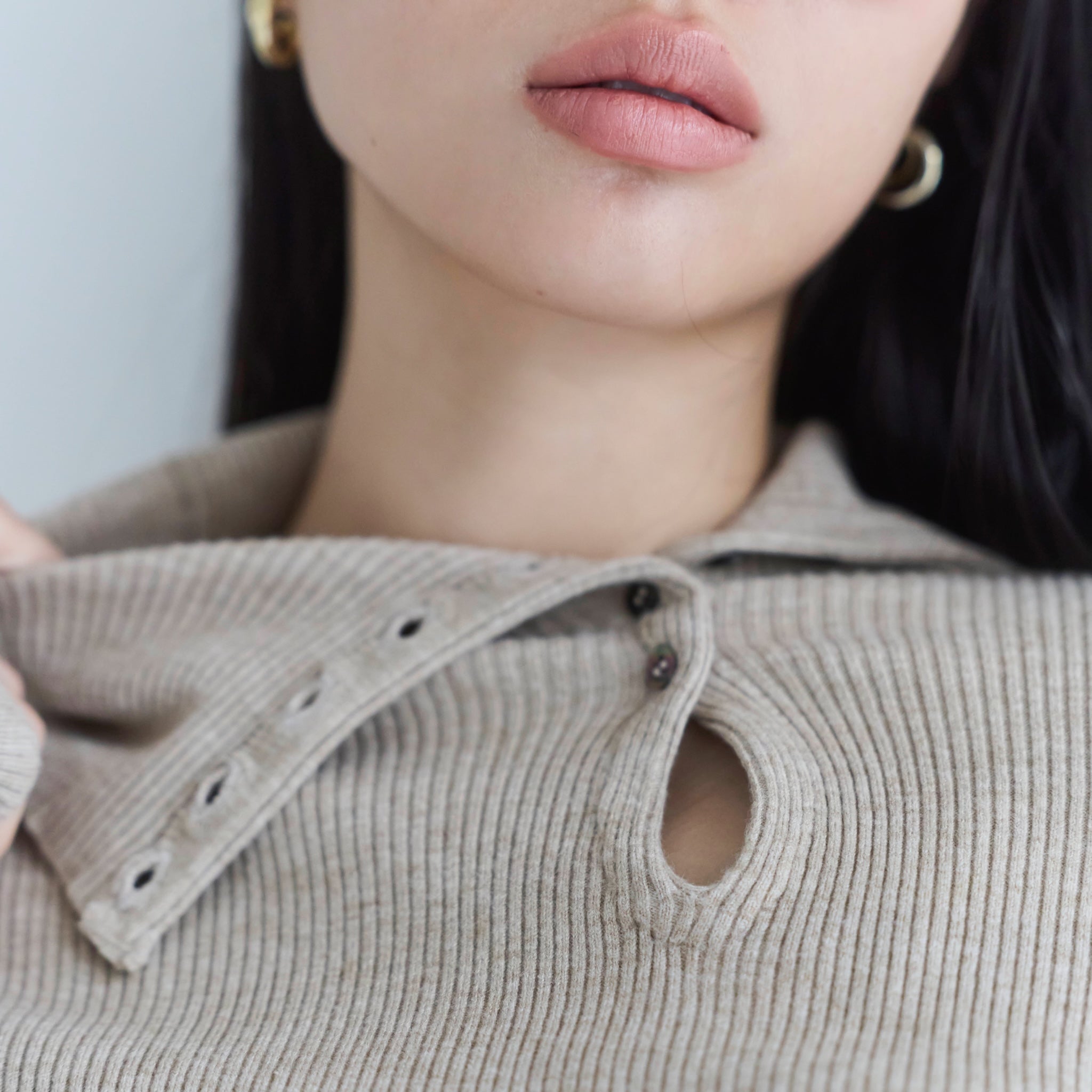 Petit Button Multi-Neck Knit Top