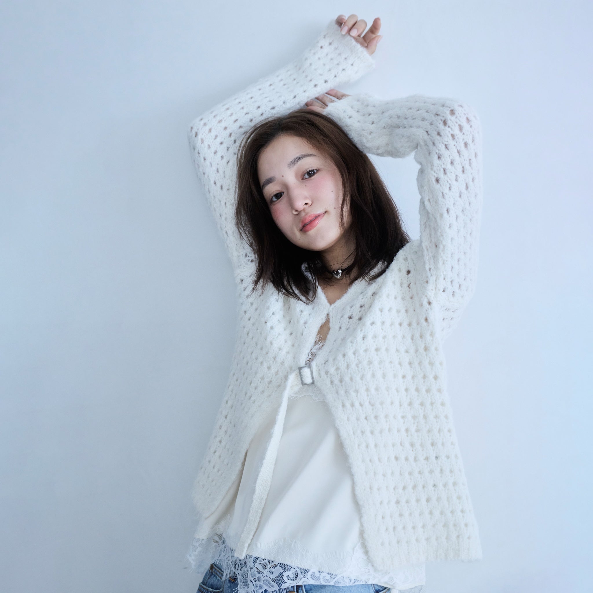 Eye Lash Satin Back Openキャミソール