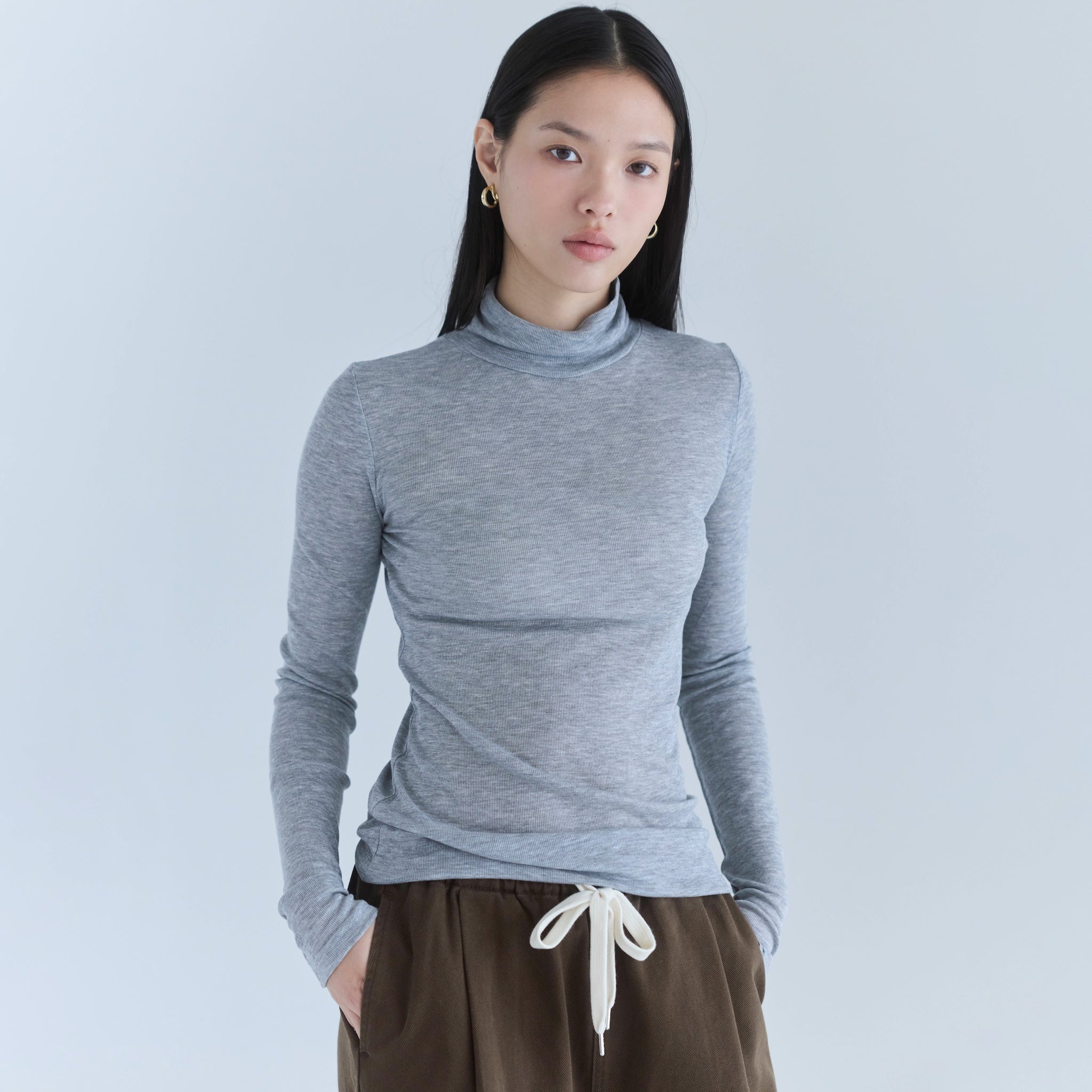 エアリーSlim RIBハイネックトップス