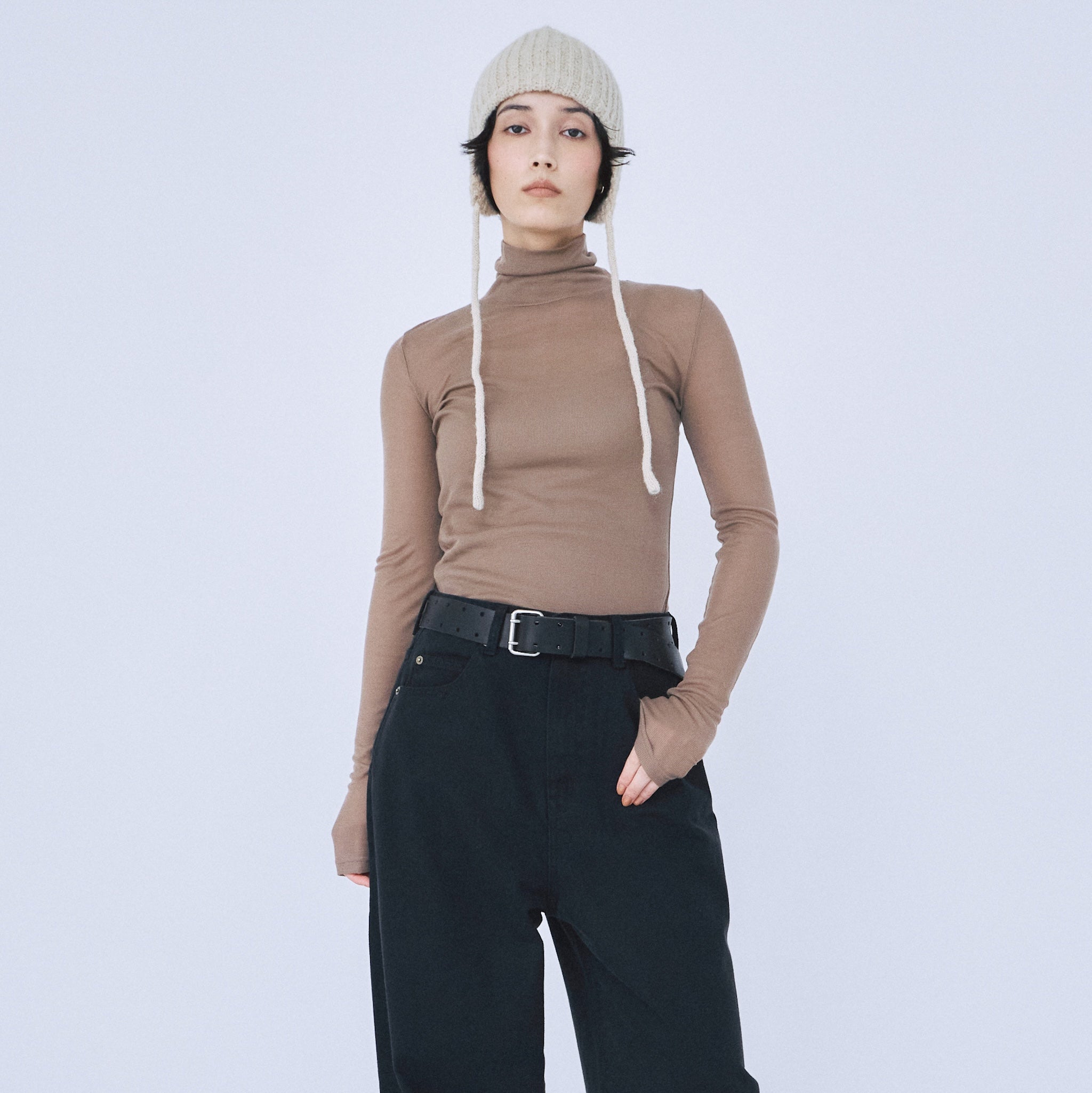 Airy Slim Rib High Neck Top