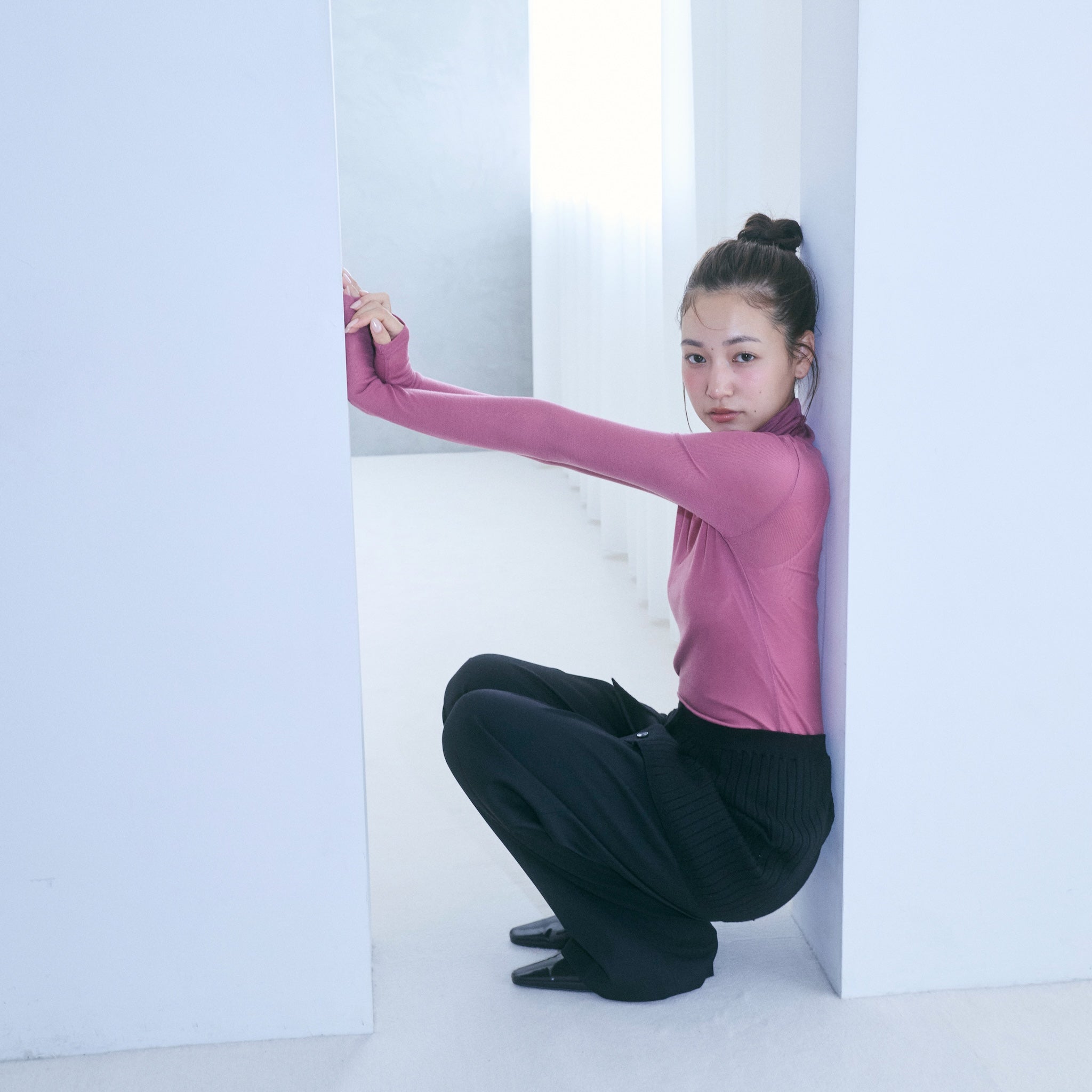 エアリーSlim RIBハイネックトップス