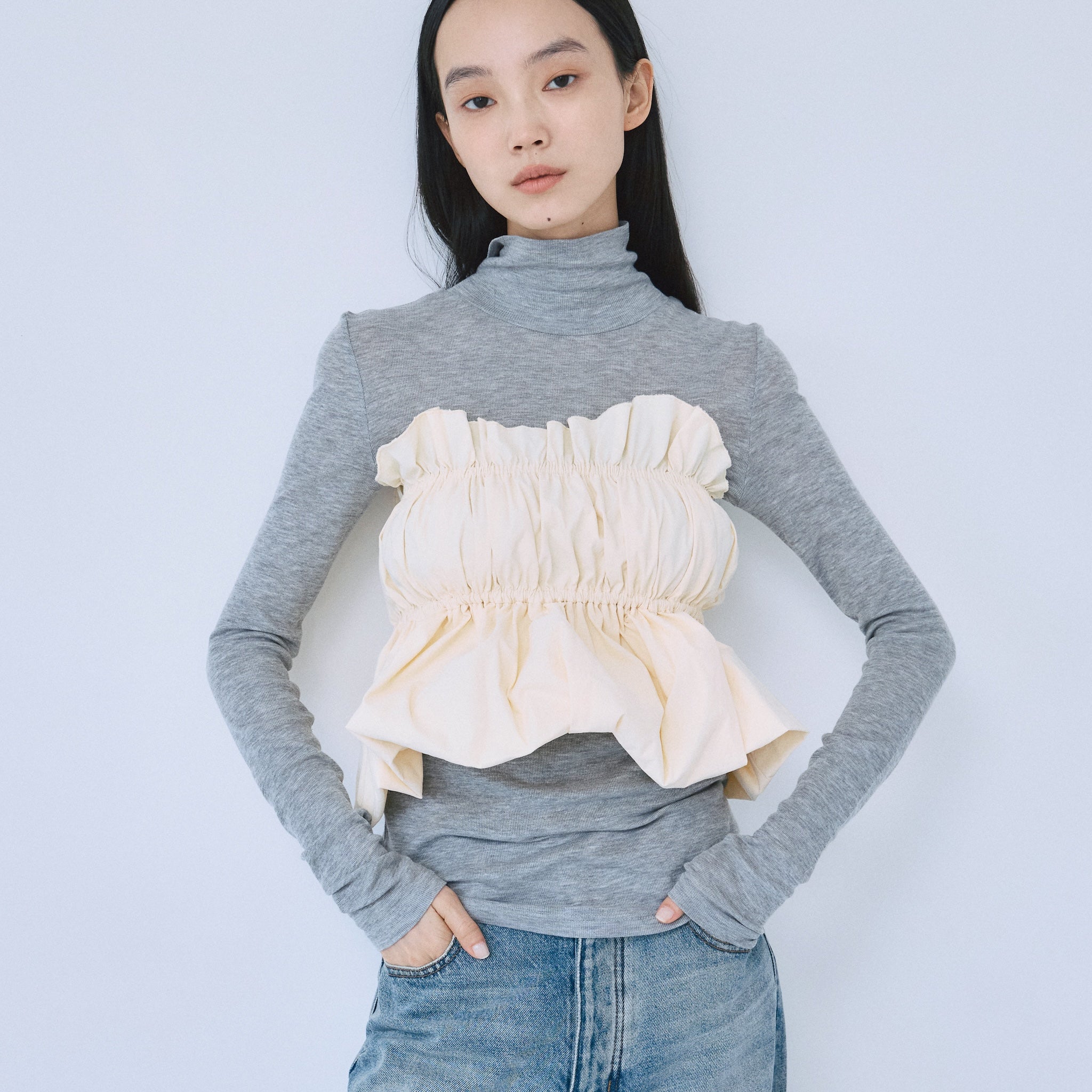 エアリーSlim RIBハイネックトップス