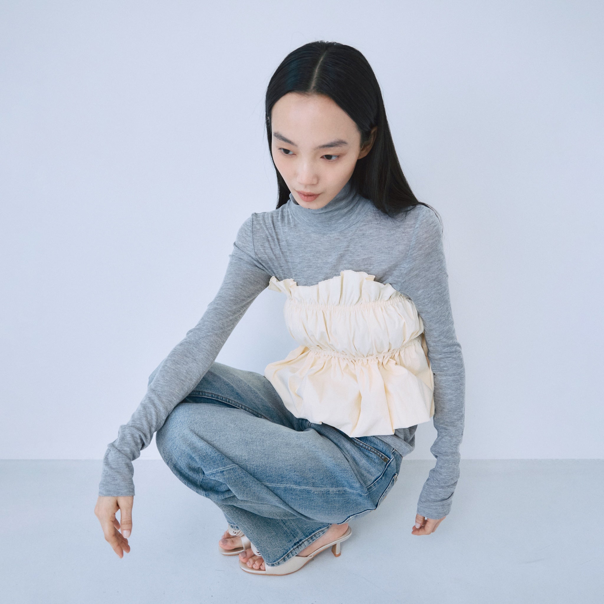 エアリーSlim RIBハイネックトップス