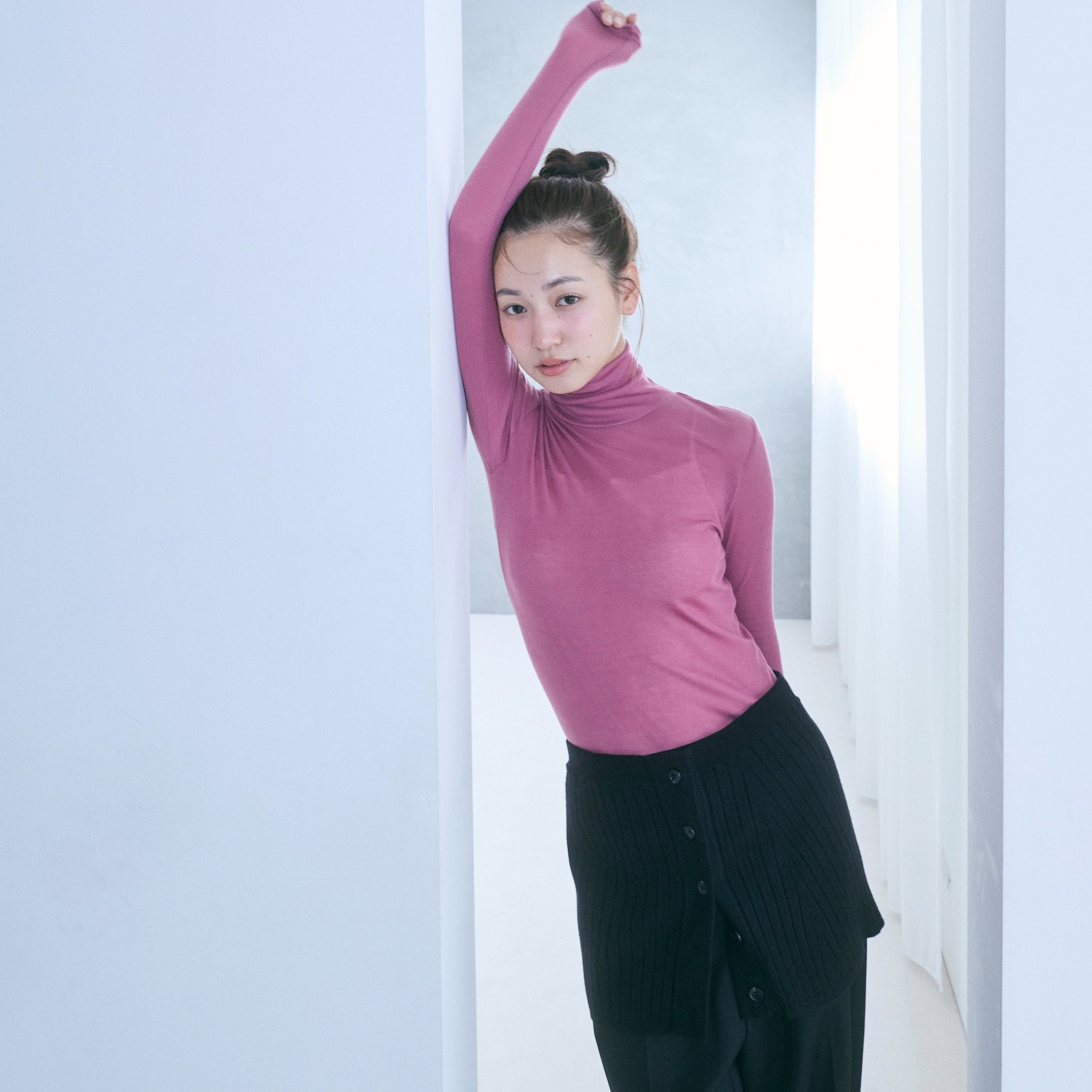 Airy Slim Rib High Neck Top