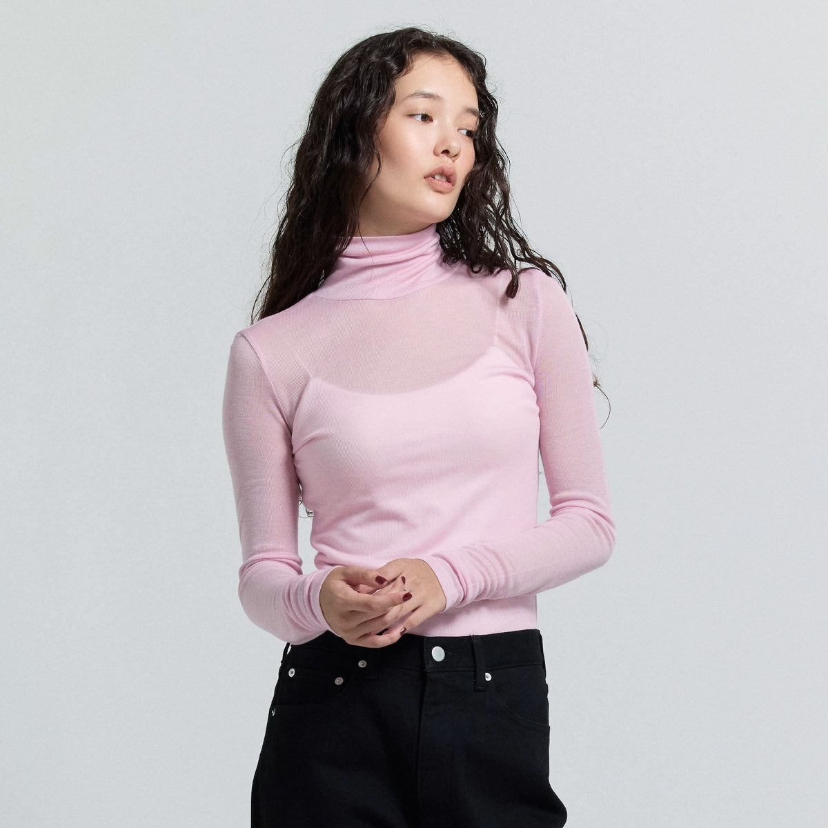 エアリーSlim RIBハイネックトップス