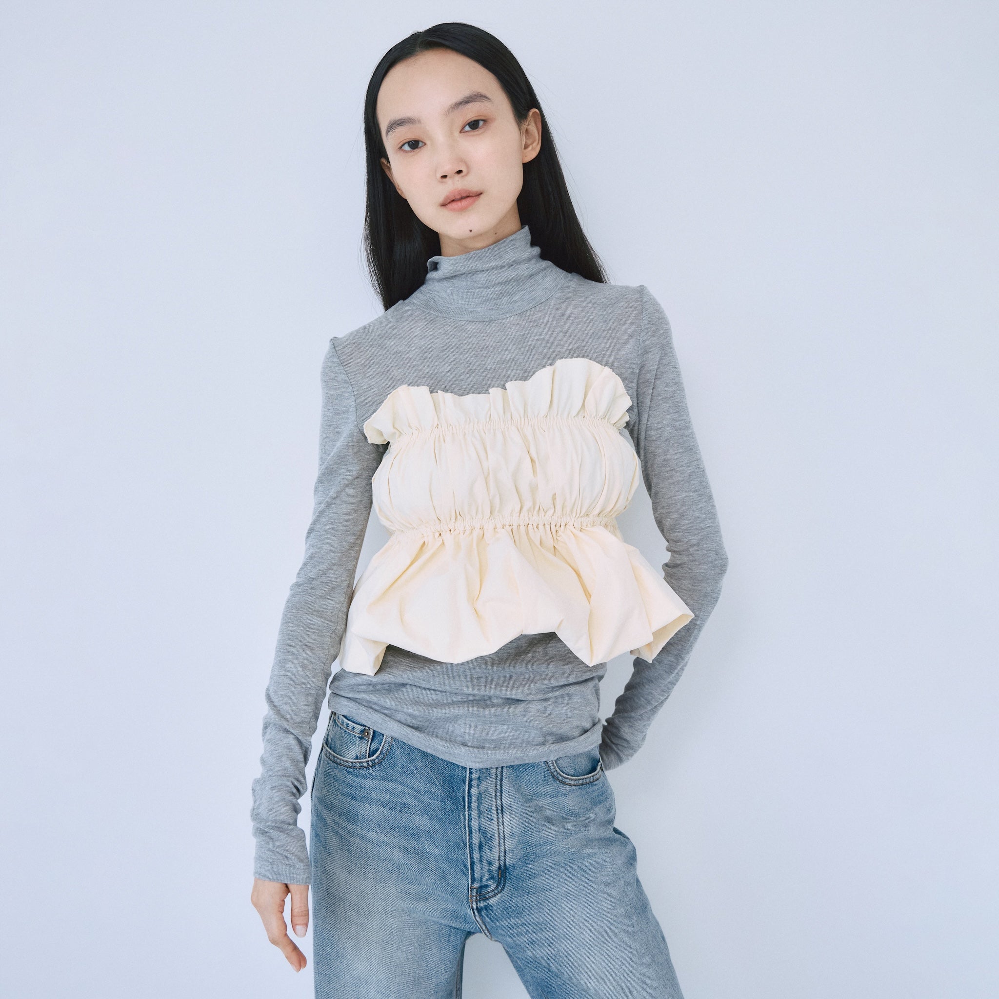 Airy Slim Rib High Neck Top