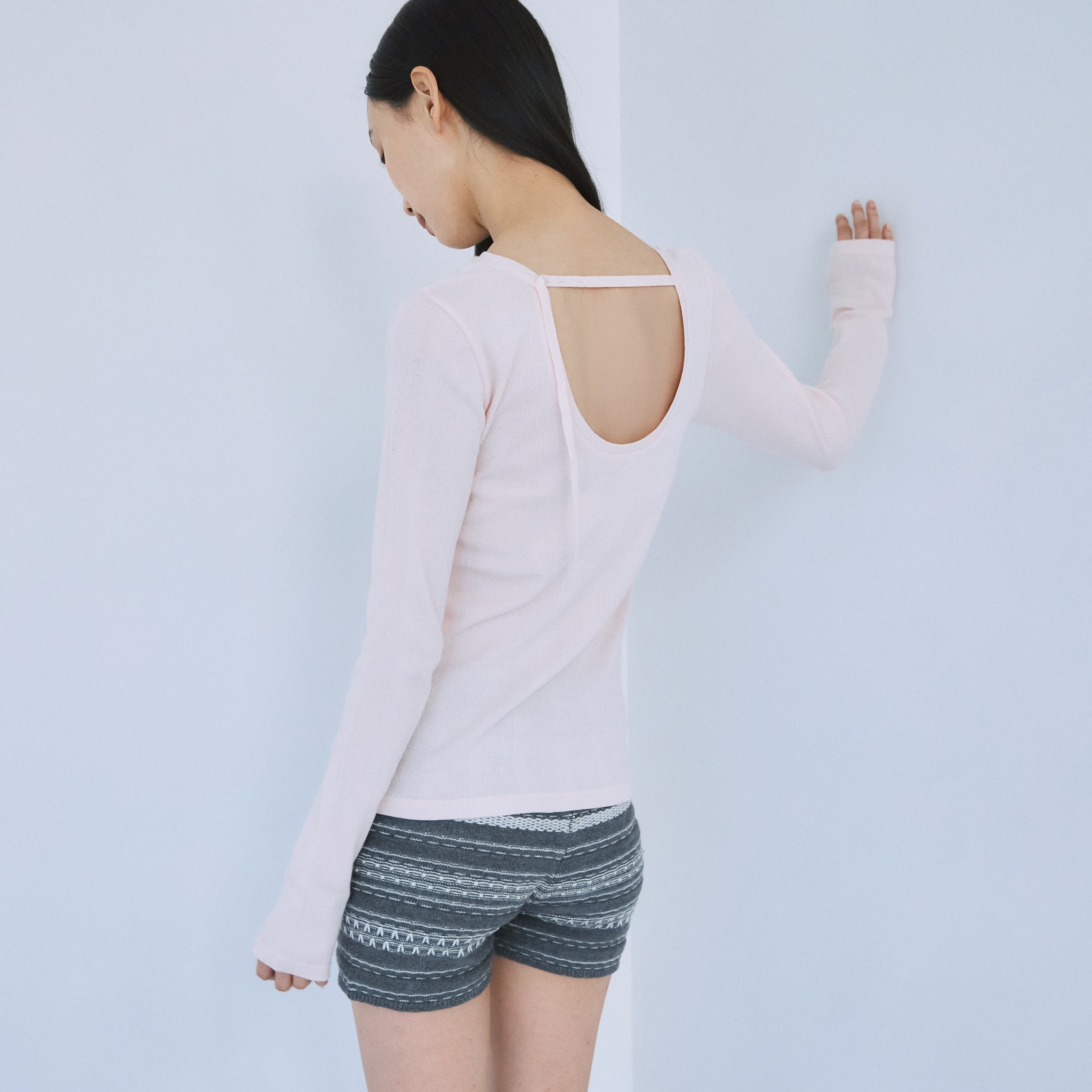 Soft Sheer Random Rib BackOpen Top