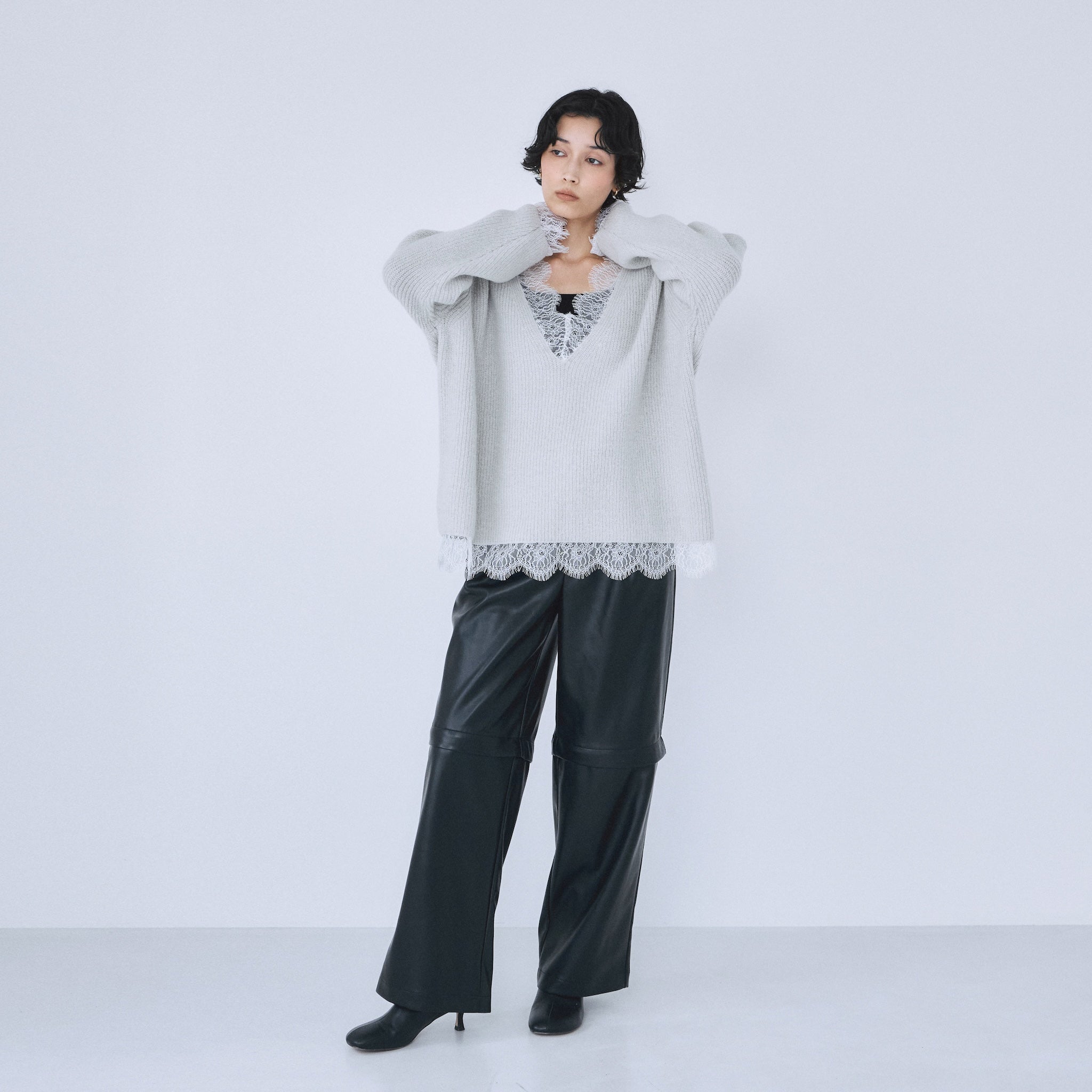 Eye Lash Laceニットトップス