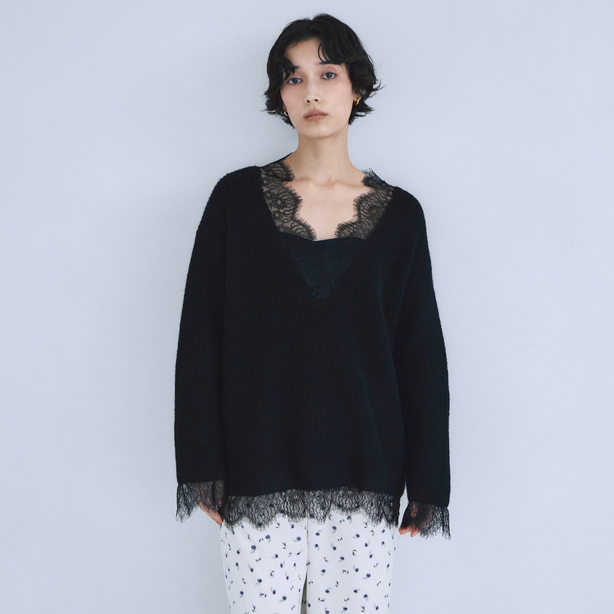 Eye Lash Laceニットトップス